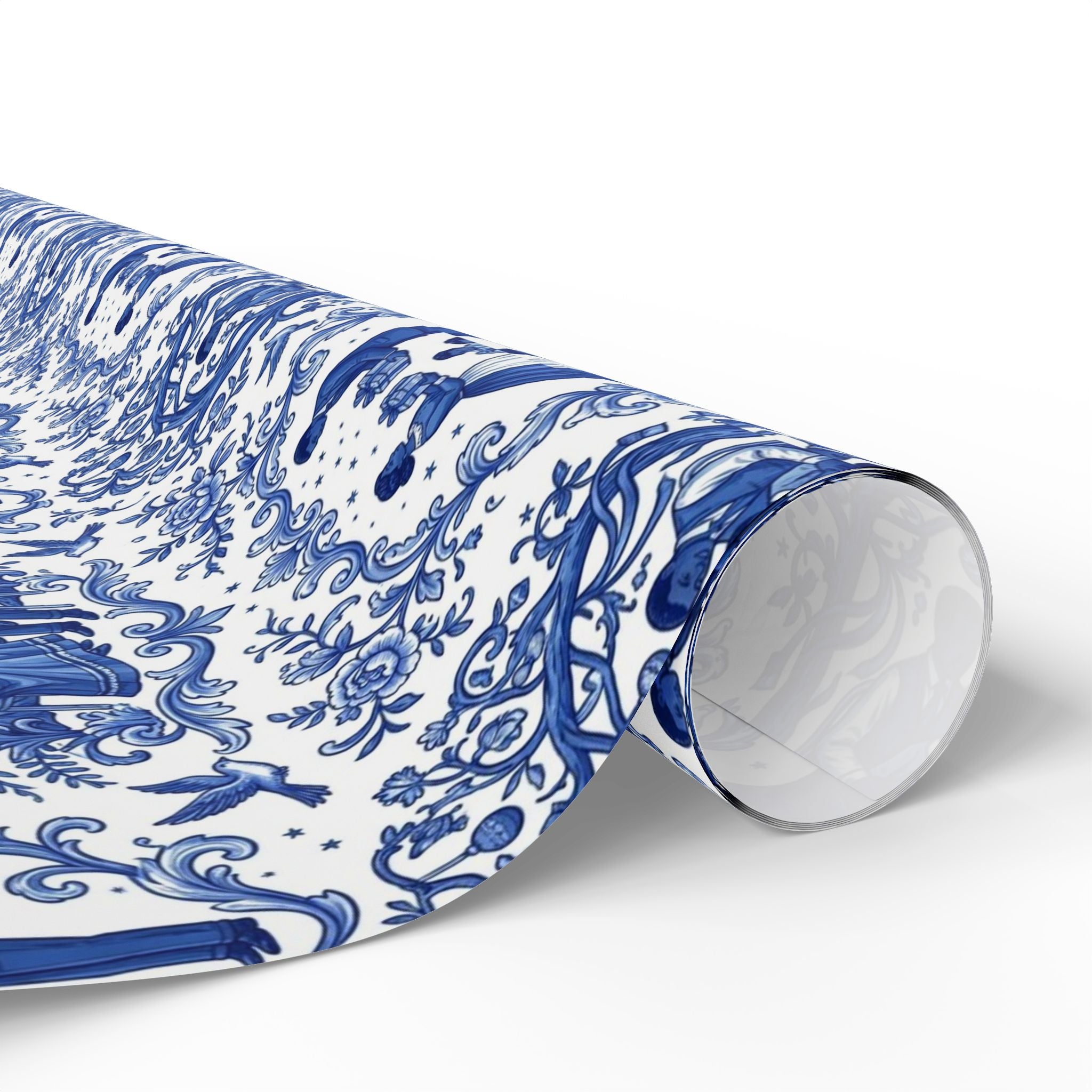 Royal Blue & White Porcelain Toile Wrapping Paper — Family Wrap Co.