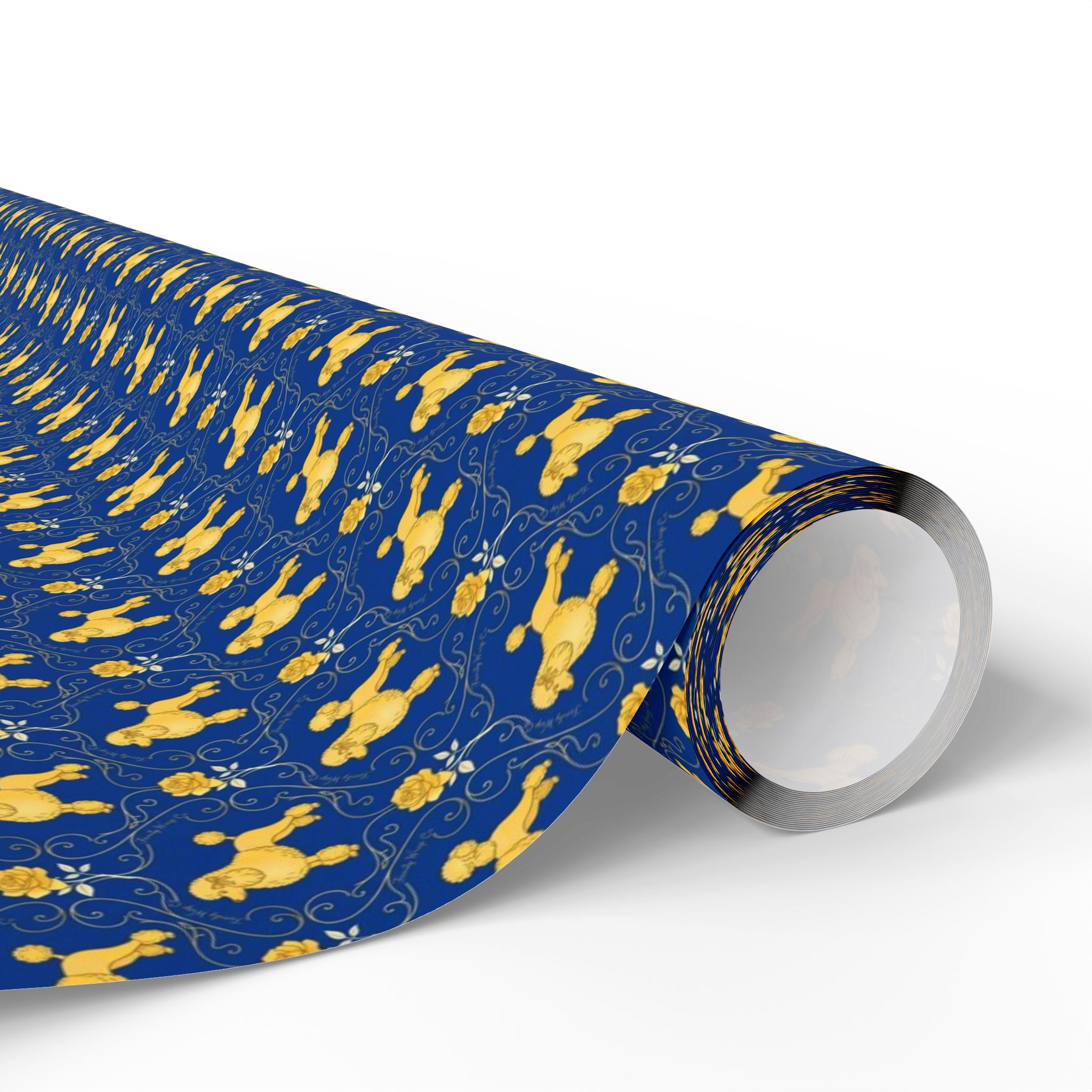Golden Poodle & Yellow Rose Pattern — African American Gift Wrap by Family Wrap Co.