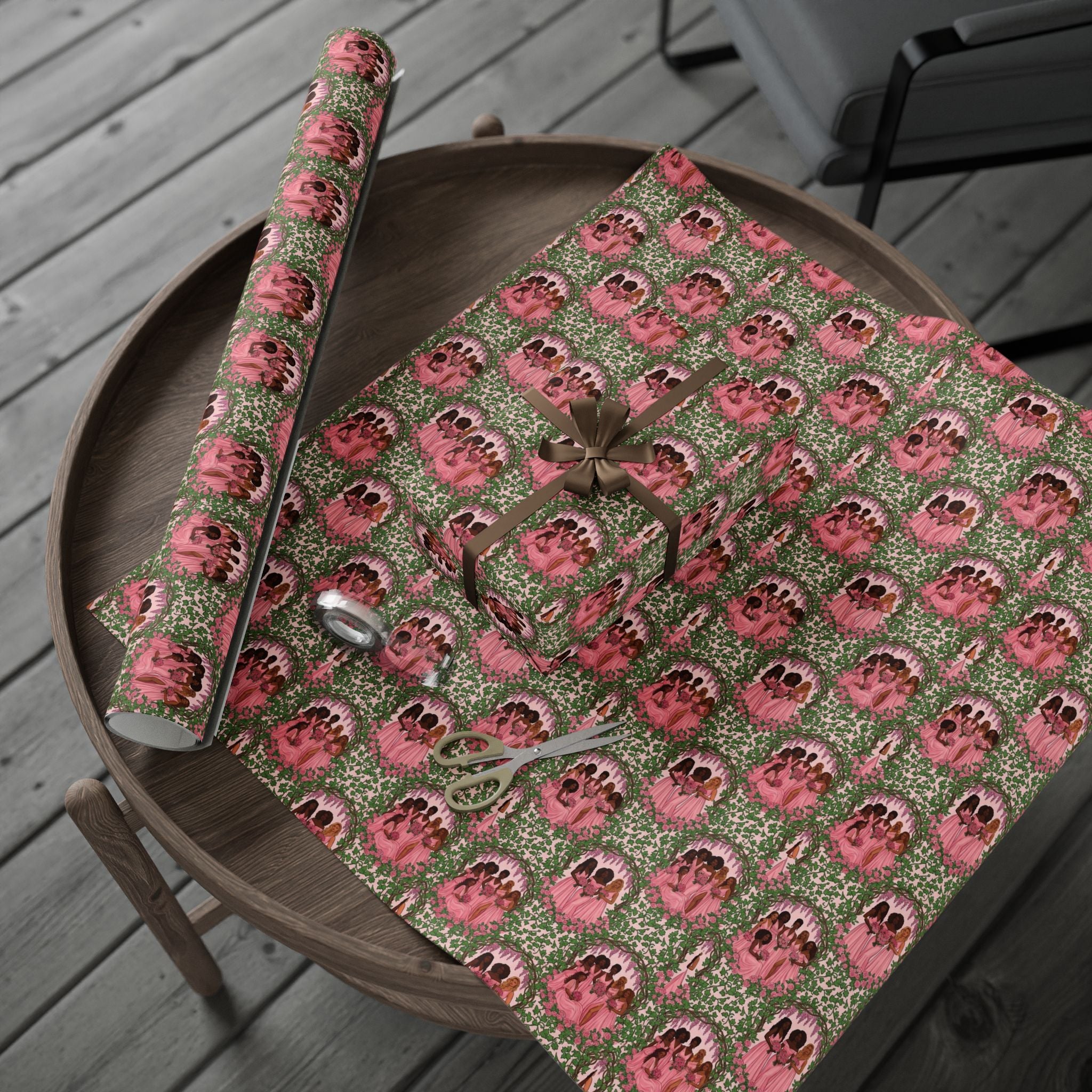 Pink & Green Garden Party Wrapping Paper — Family Wrap Co.