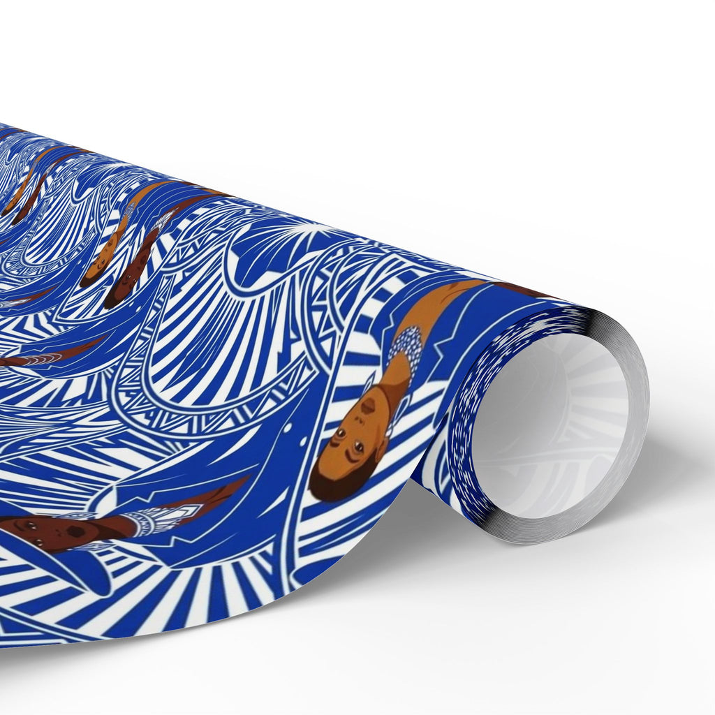 Royal Blue & White Art Deco Royalty Wrapping Paper — Family Wrap Co.