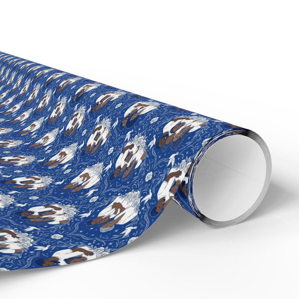 Royal Blue & White Star Rise -- Families of Light — African American Gift Wrap by Family Wrap Co.