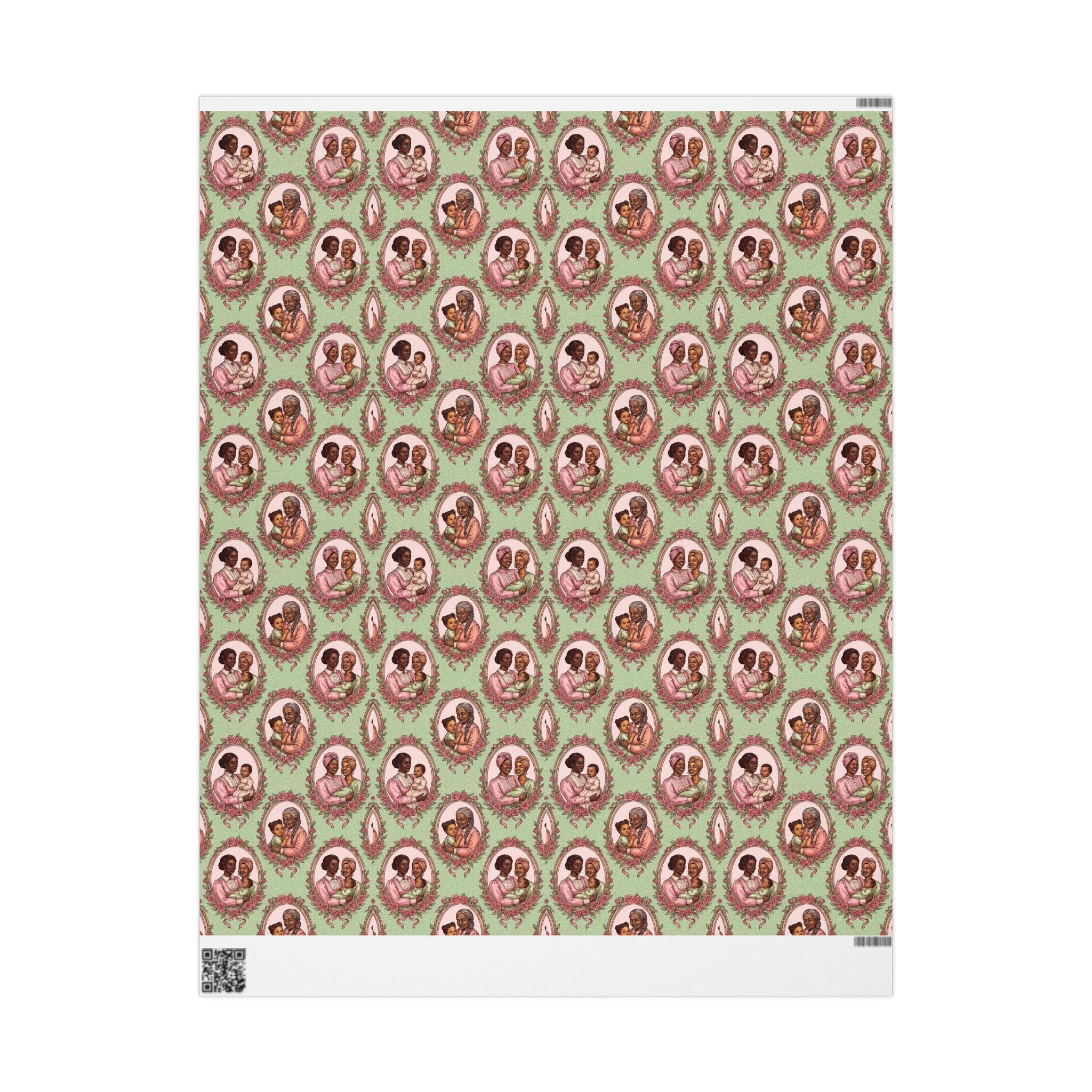 Pink & Green Family Portrait Wrapping Paper — Family Wrap Co.