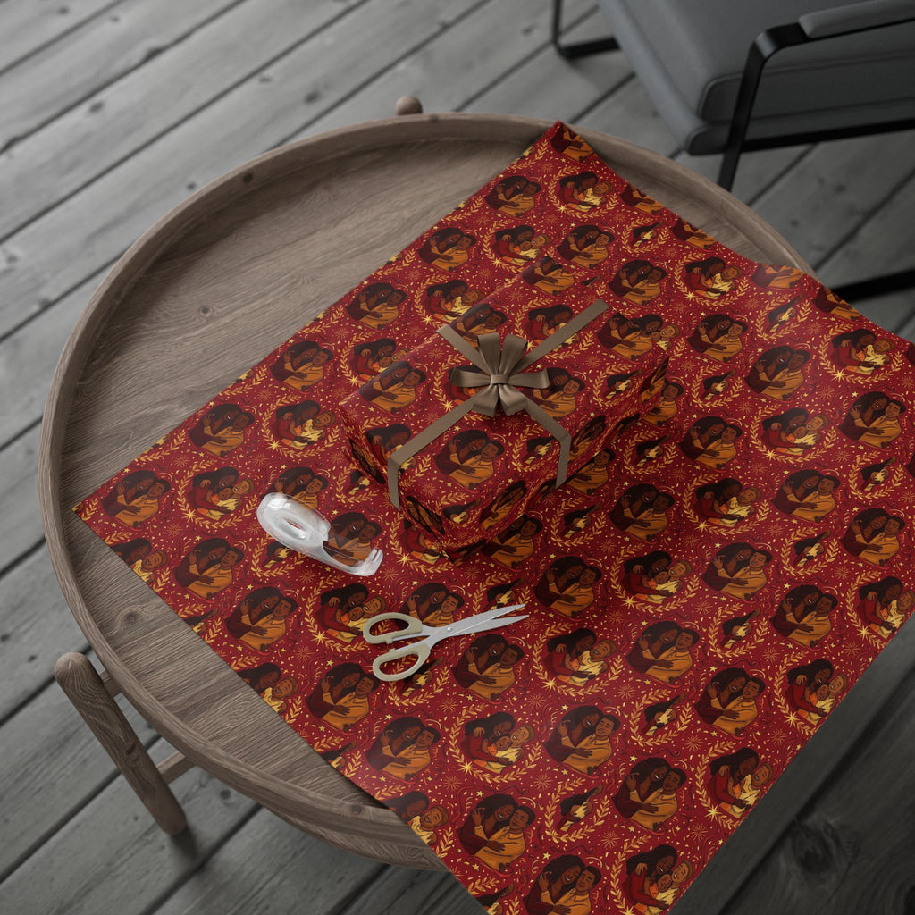 Crimson & Gold Festive Families Wrapping Paper — Family Wrap Co.