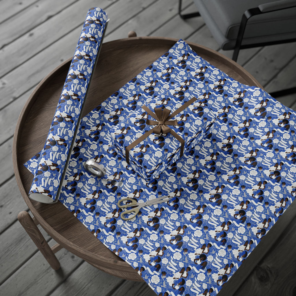 Royal Blue Grace Women's Pattern — African American Gift Wrap by Family Wrap Co.