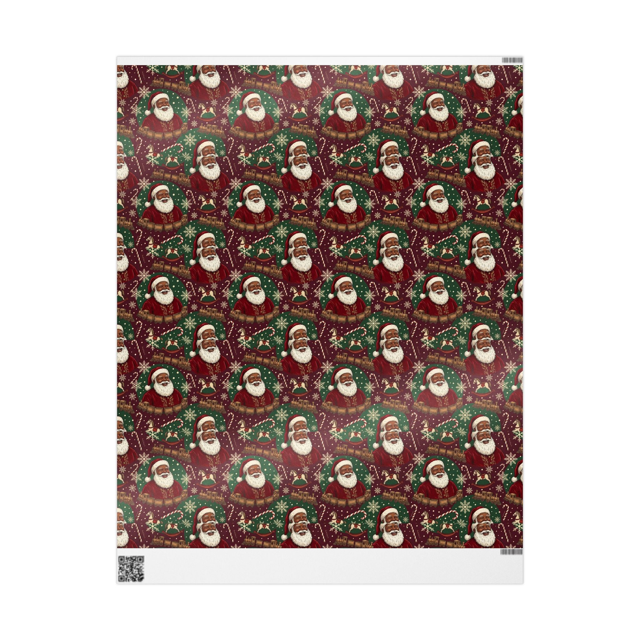 Jolly Black Santa Workshop Pattern — African American Gift Wrap by Family Wrap Co.