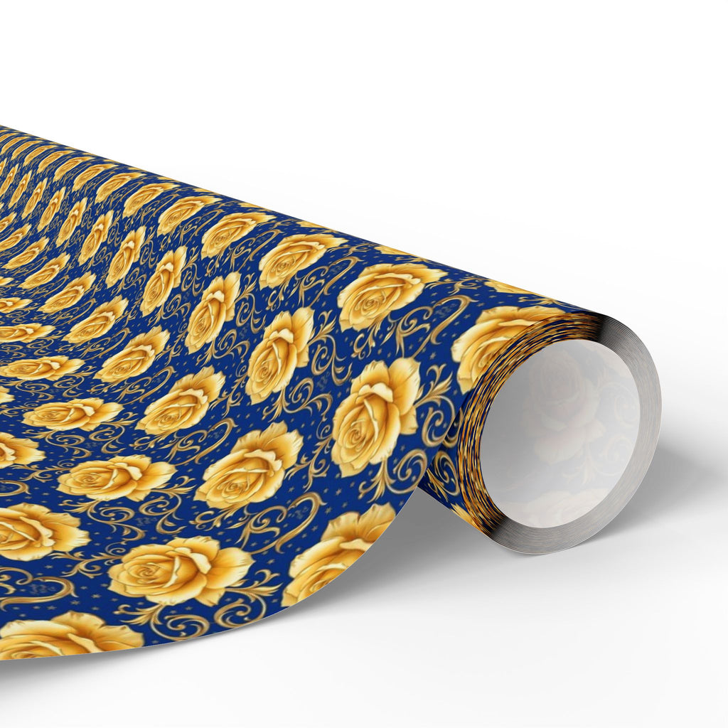 Yellow Tea Rose & Gold Filigree Pattern — African American Gift Wrap by Family Wrap Co.