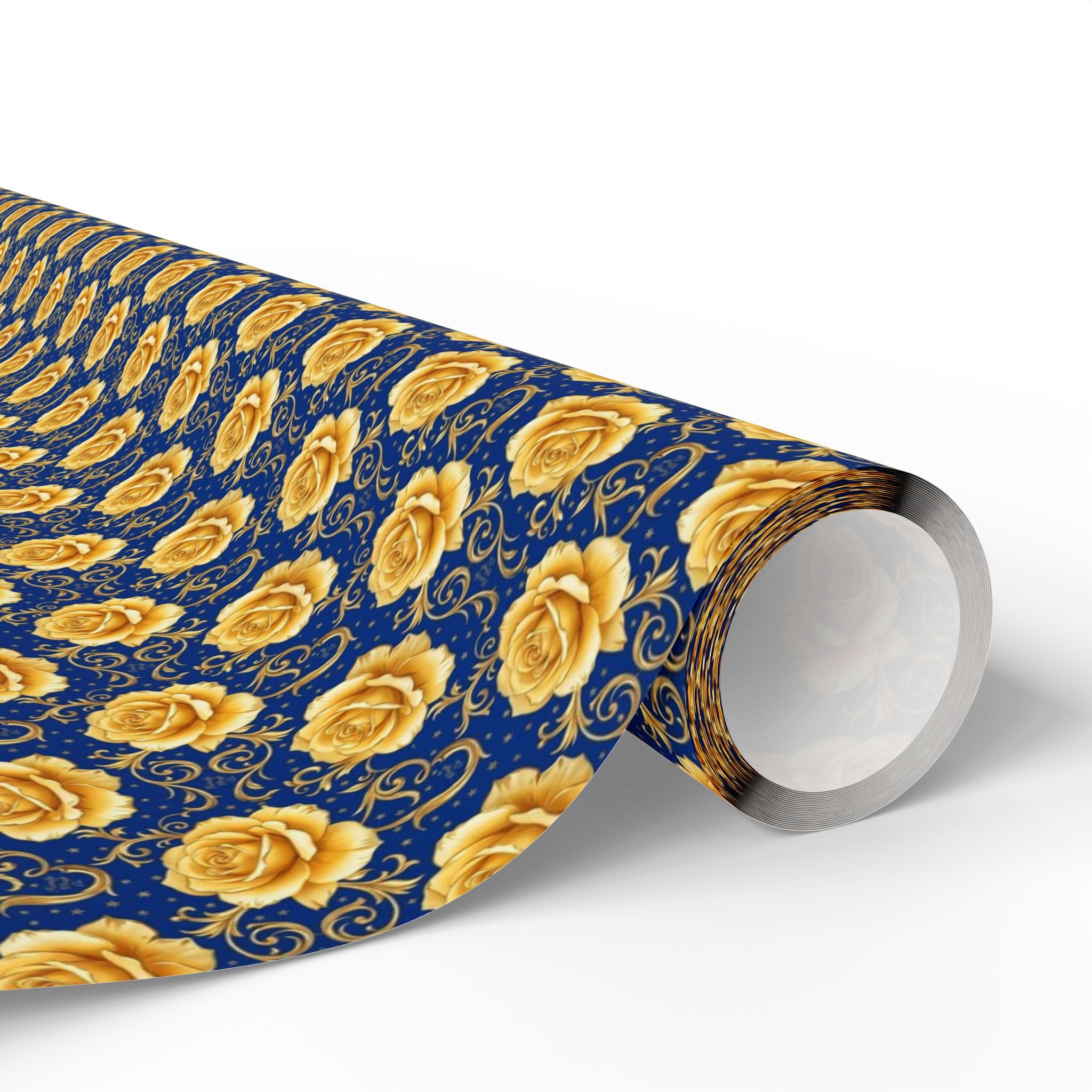 Yellow Tea Rose & Gold Filigree Pattern — African American Gift Wrap by Family Wrap Co.