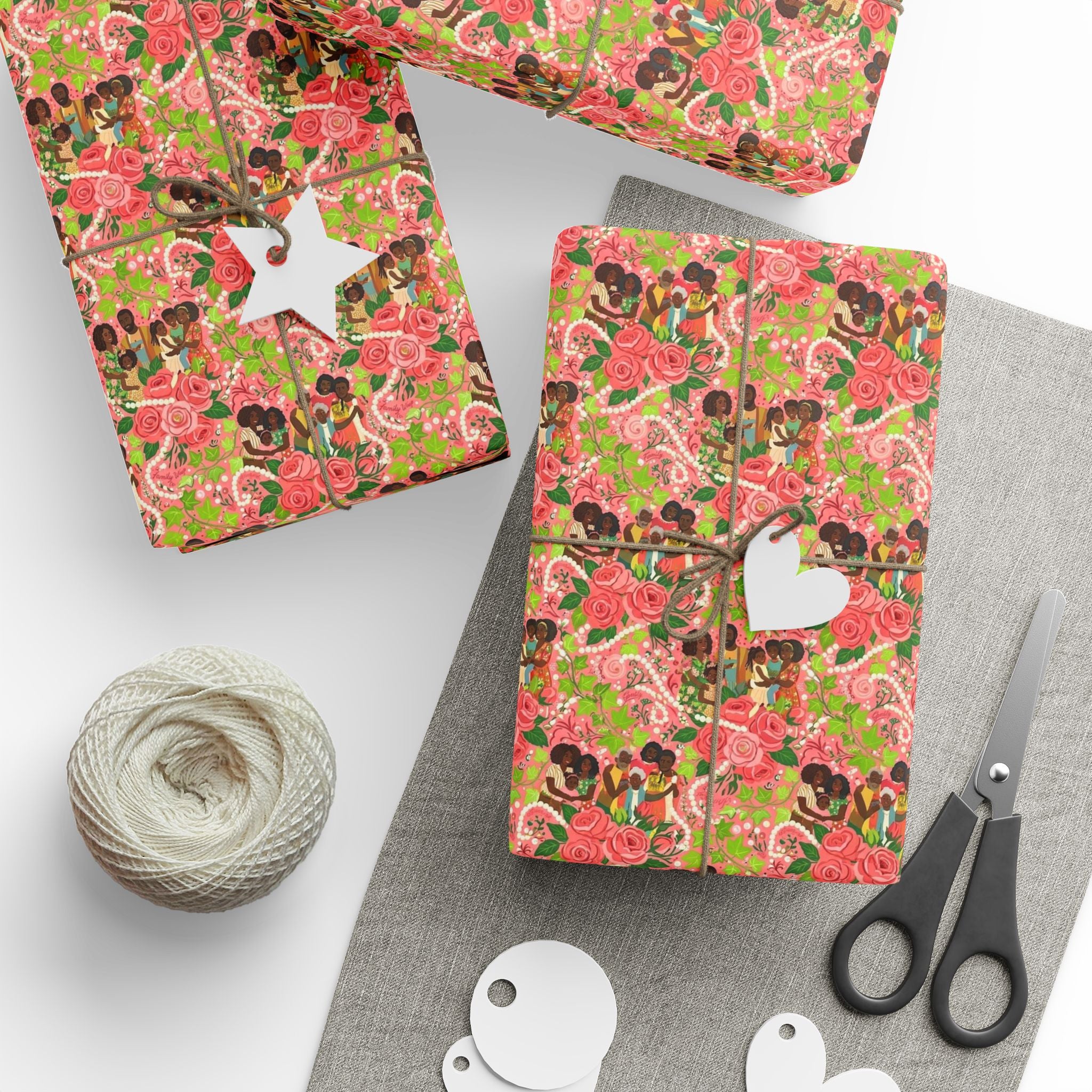 Pink & Green Family Celebration Wrap — African American Gift Wrap by Family Wrap Co.