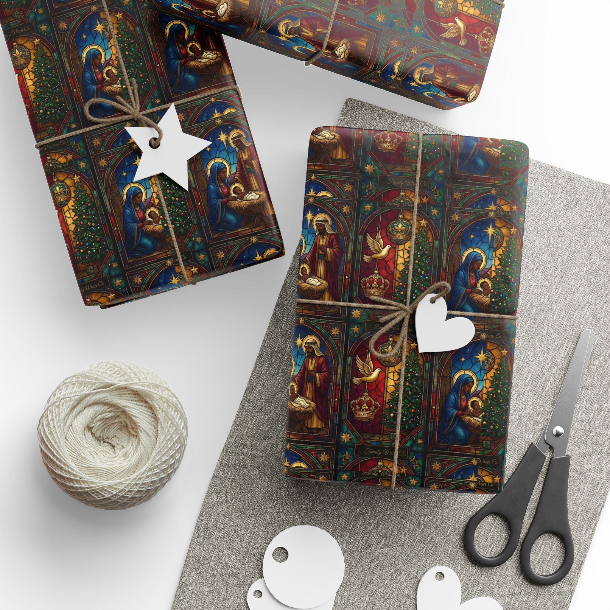 Afrocentric Nativity Scene Pattern — African American Gift Wrap by Family Wrap Co.