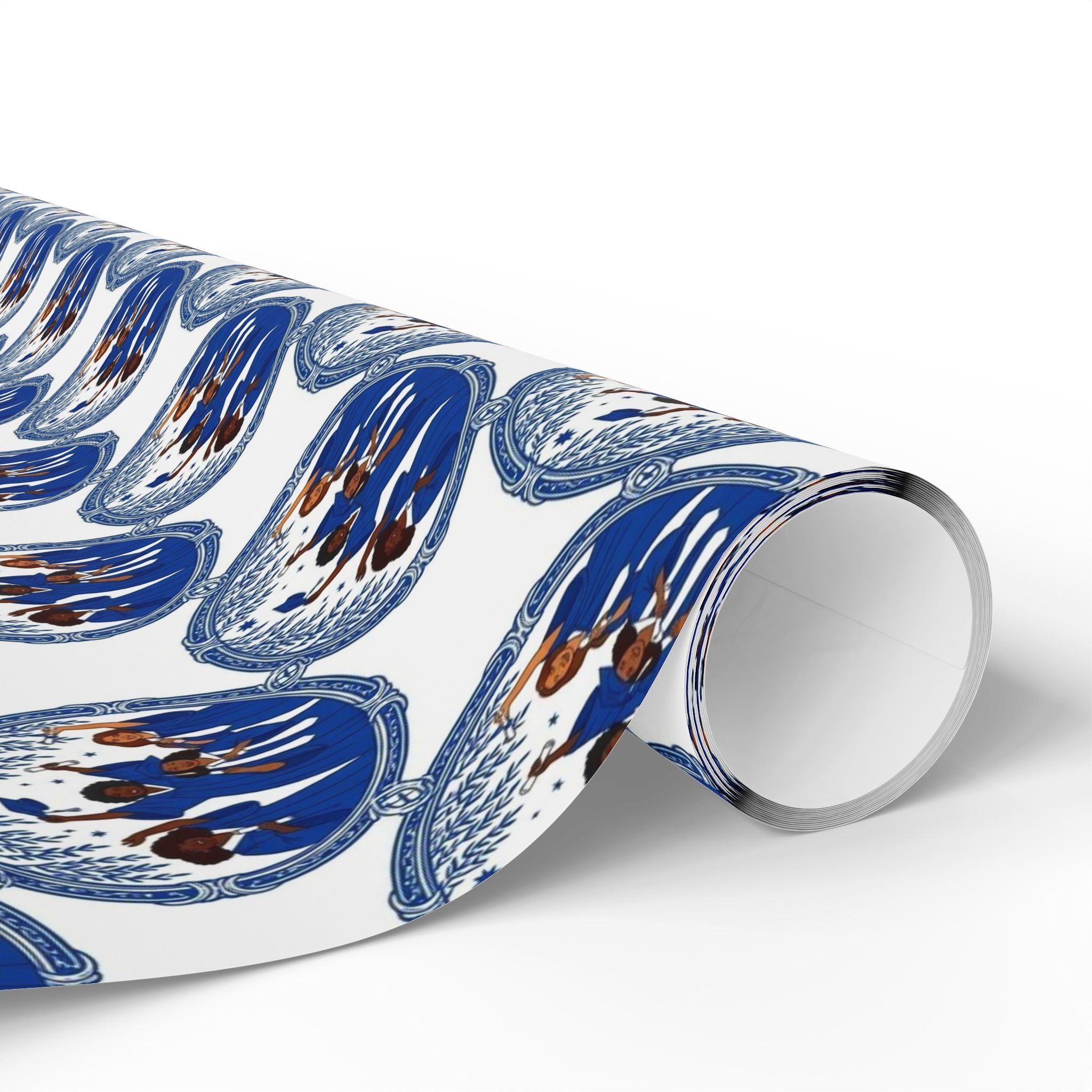 Royal Blue White Graduation Horizon Wrapping Paper — Family Wrap Co.