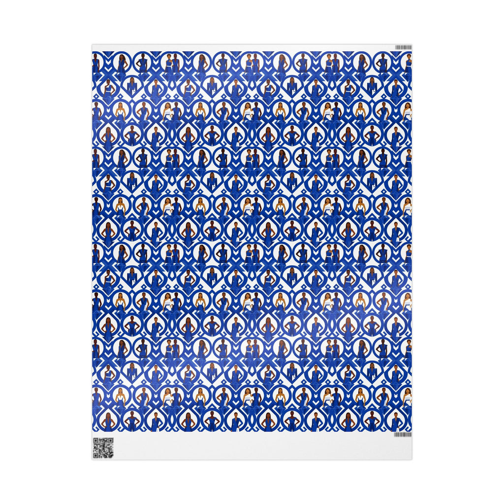 Royal Blue & White Geometric Elegance Wrapping Paper — Family Wrap Co.