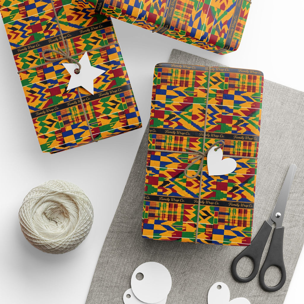 Kente Cloth Heritage Pattern — African American Gift Wrap by Family Wrap Co.