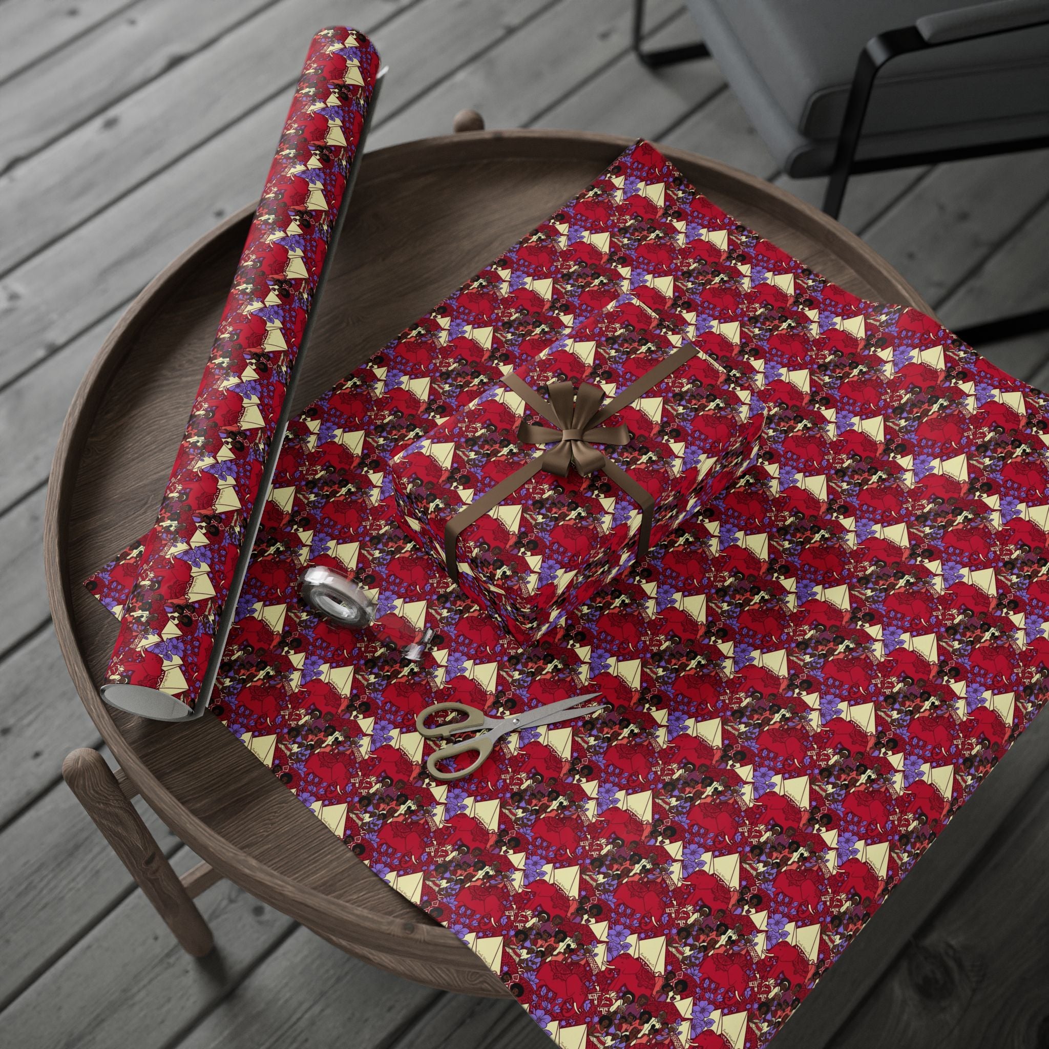 Crimson & Cream Heritage Family Wrap — African American Gift Wrap by Family Wrap Co.