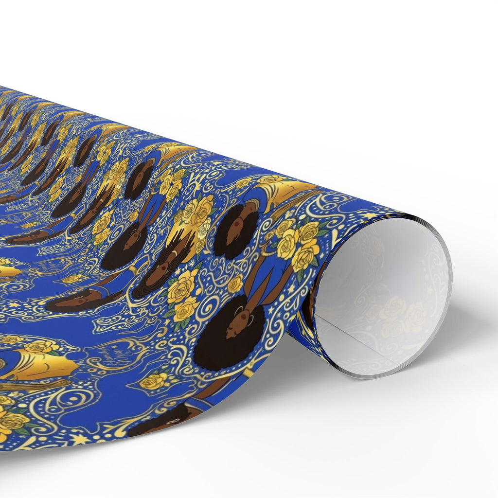 Blue & Gold Glamour Women's Collection — African American Gift Wrap by Family Wrap Co.
