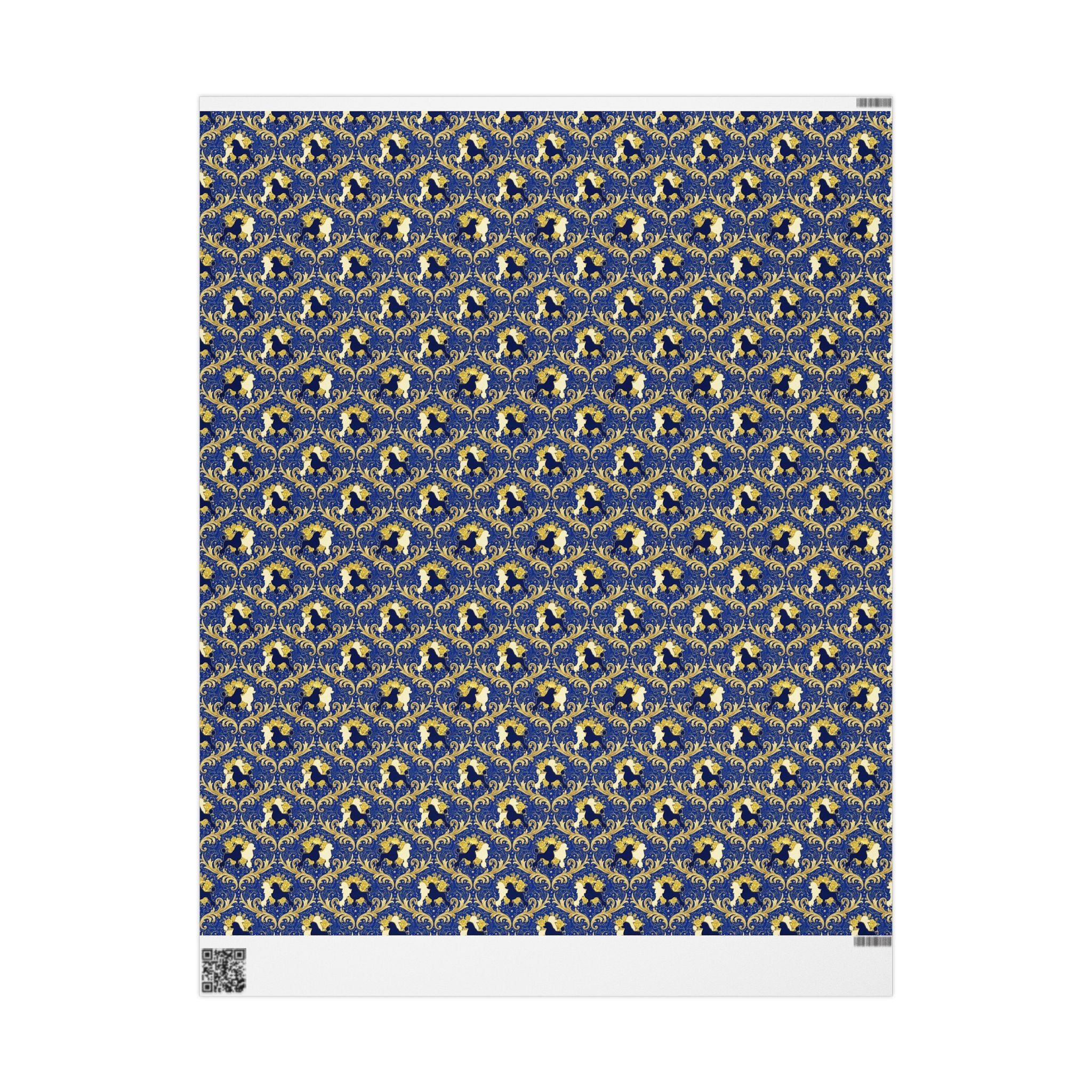 Blue & Gold Filigree Pattern — African American Gift Wrap by Family Wrap Co.