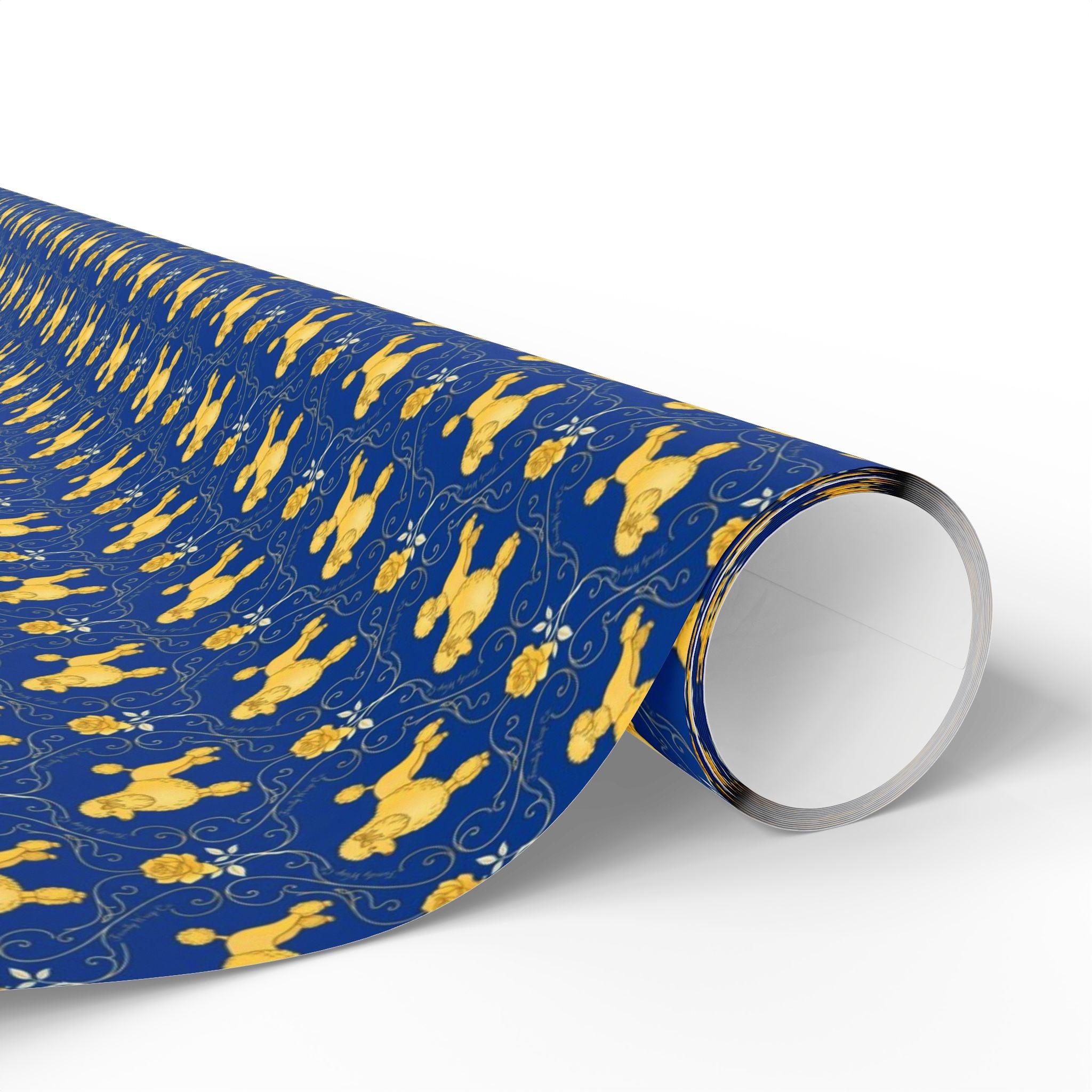 Golden Poodle & Yellow Rose Pattern — African American Gift Wrap by Family Wrap Co.