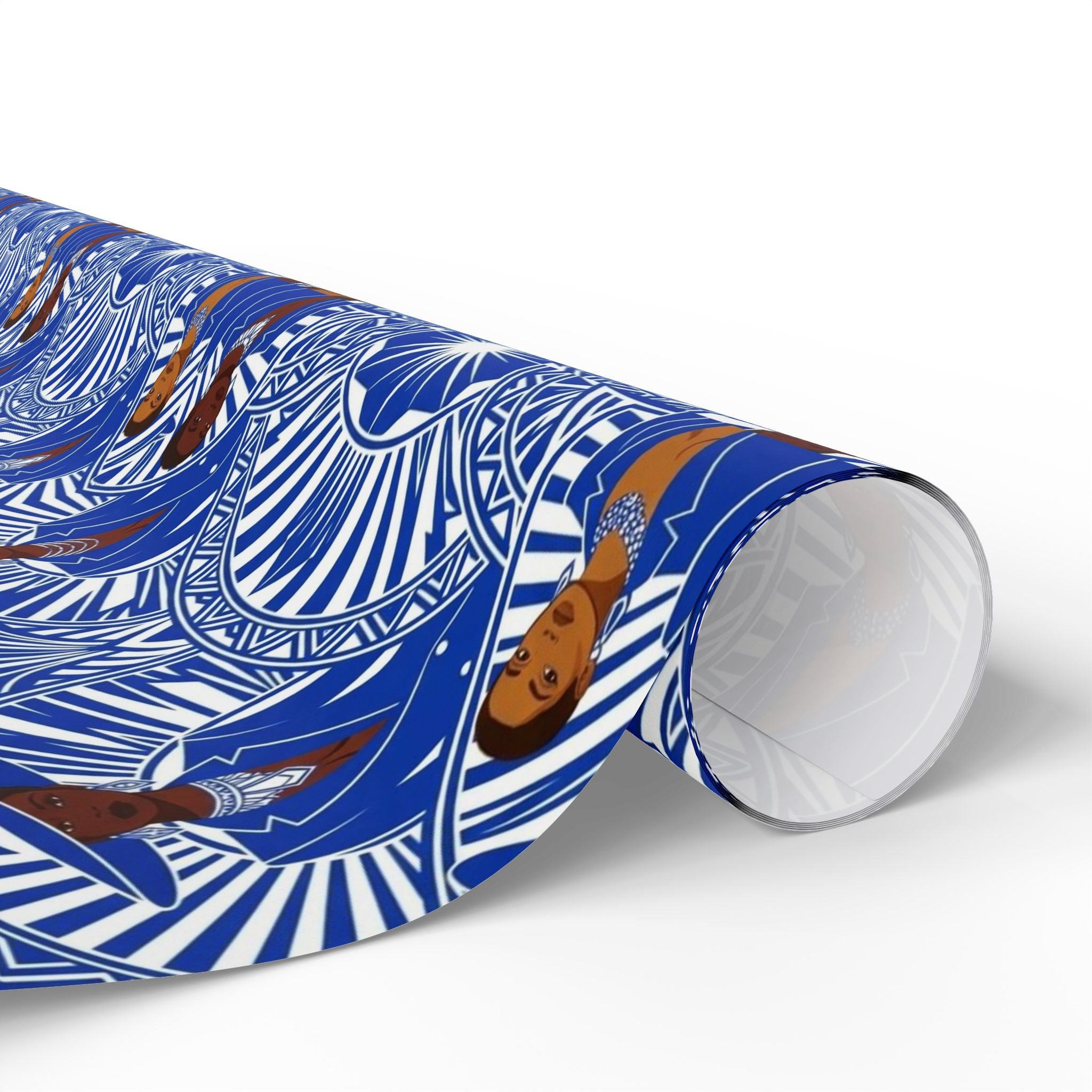 Royal Blue & White Art Deco Royalty Wrapping Paper — Family Wrap Co.