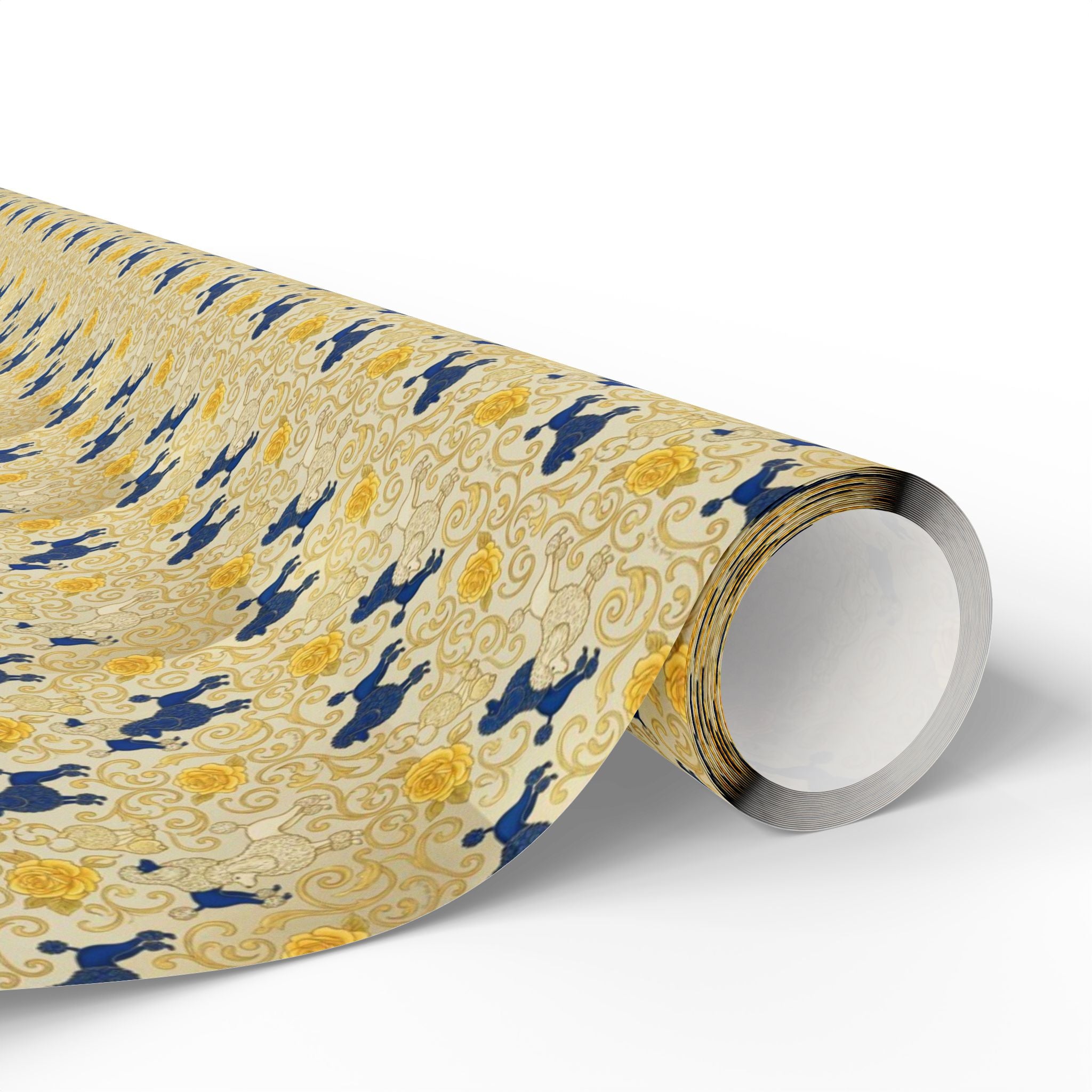 Cobalt Filigree & Poodle Garden — African American Gift Wrap by Family Wrap Co.