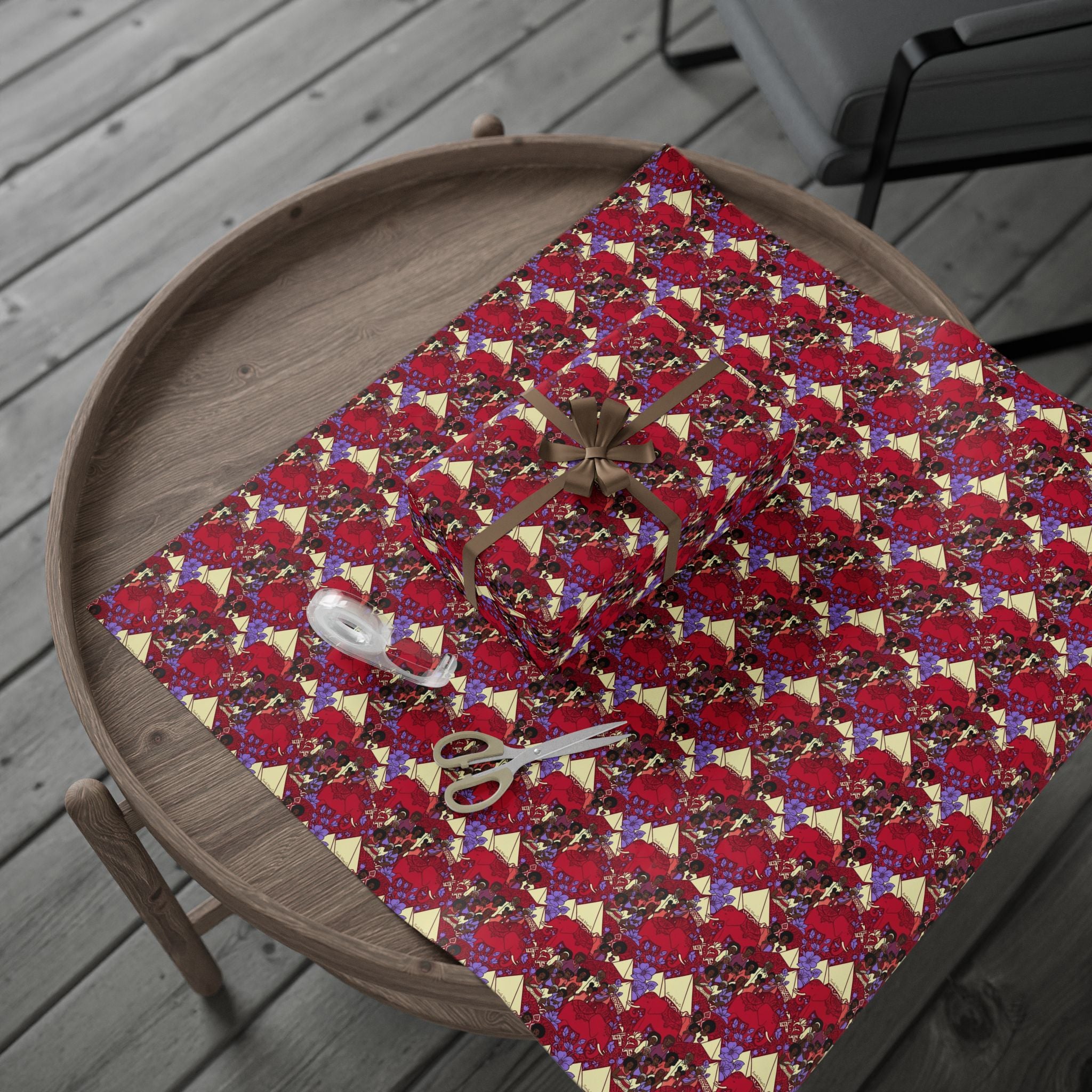 Crimson & Cream Heritage Family Wrap — African American Gift Wrap by Family Wrap Co.