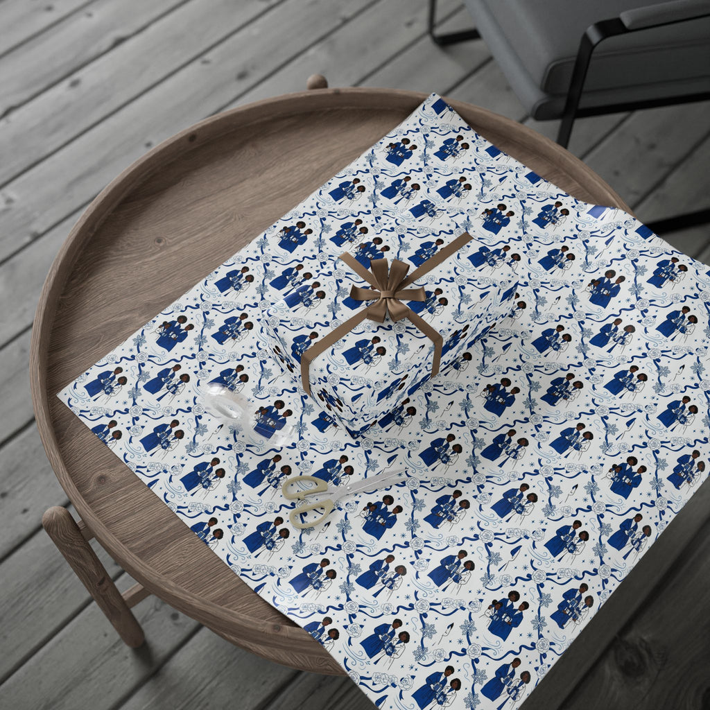 Royal Blue & White Winter Grace Gift Wrap — Family Wrap Co.