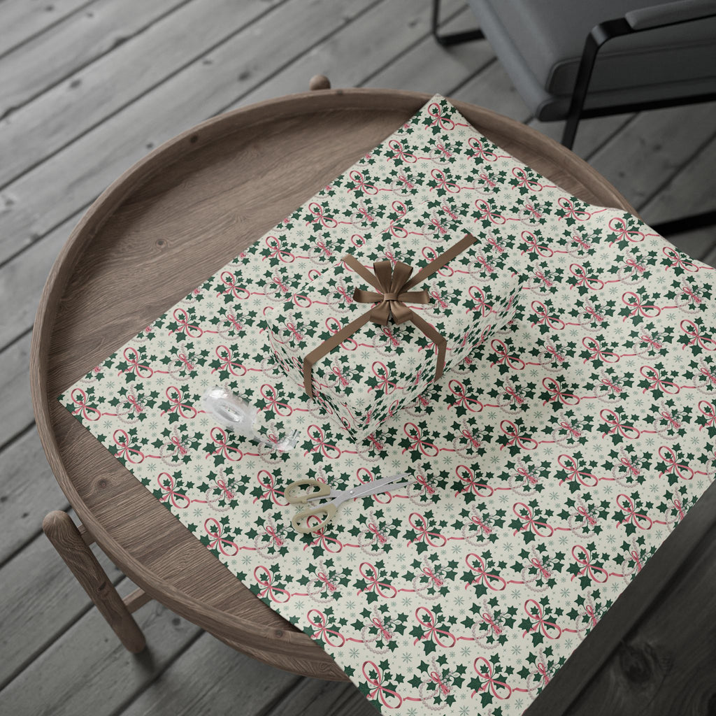 Mr. & Mrs. Claus Sweet Treats Pink & Green Holiday Wrapping Paper — Family Wrap Co.