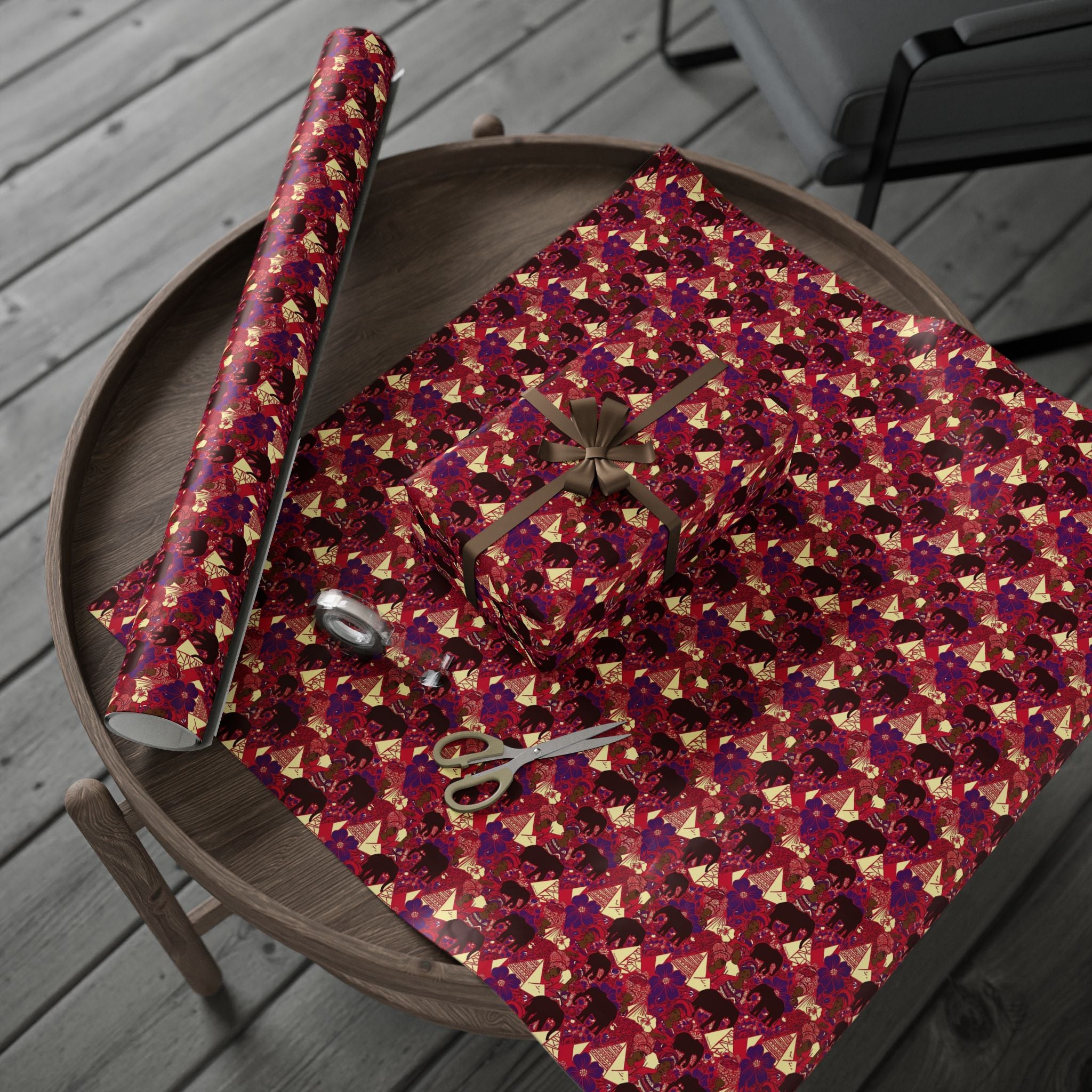 Crimson & Cream Women's Power Pattern — African American Gift Wrap by Family Wrap Co.
