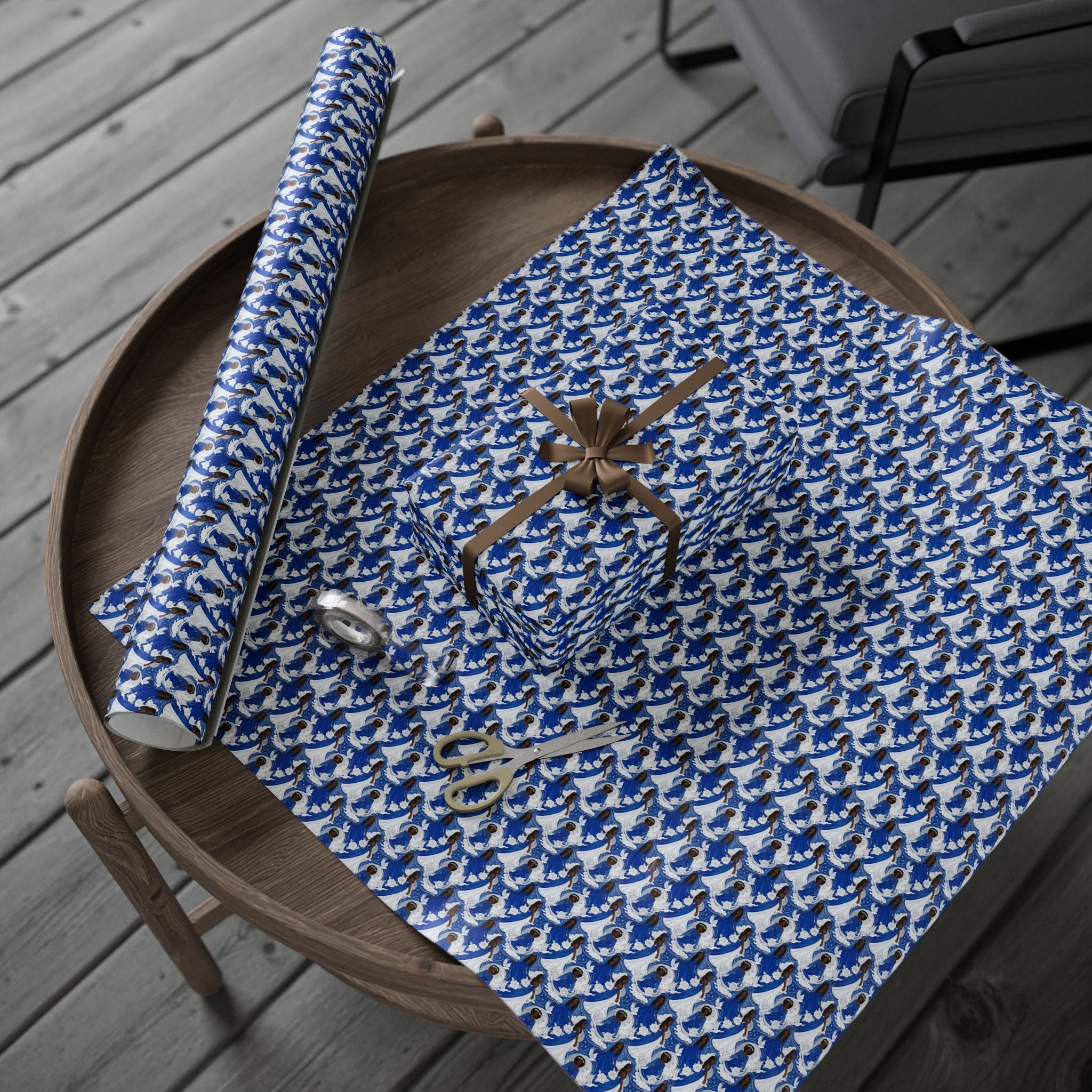Royal Blue & White Dove Sky -- Women of Grace — African American Gift Wrap by Family Wrap Co.