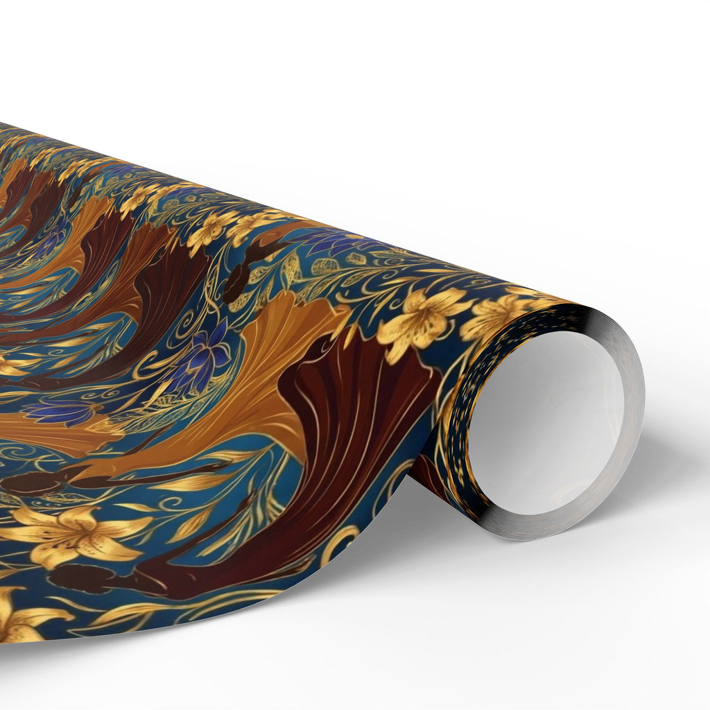 Blue Gold Botanical Luxe Wrapping Paper — Family Wrap Co.