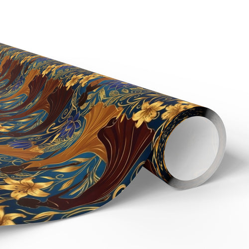 Blue Gold Botanical Luxe Wrapping Paper — Family Wrap Co.