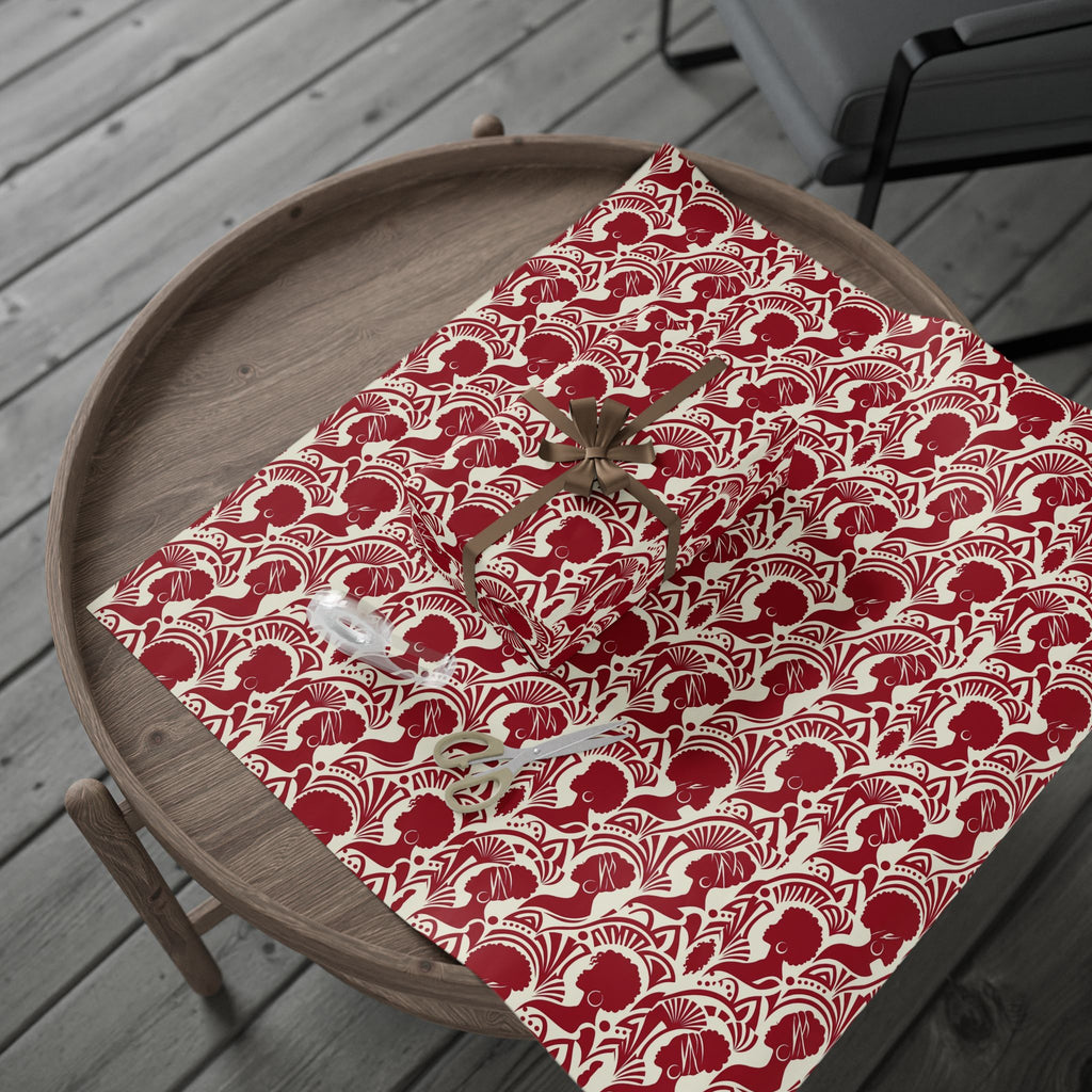 Crimson & Cream Modern Silhouette Rhythm Gift Wrap — Family Wrap Co.