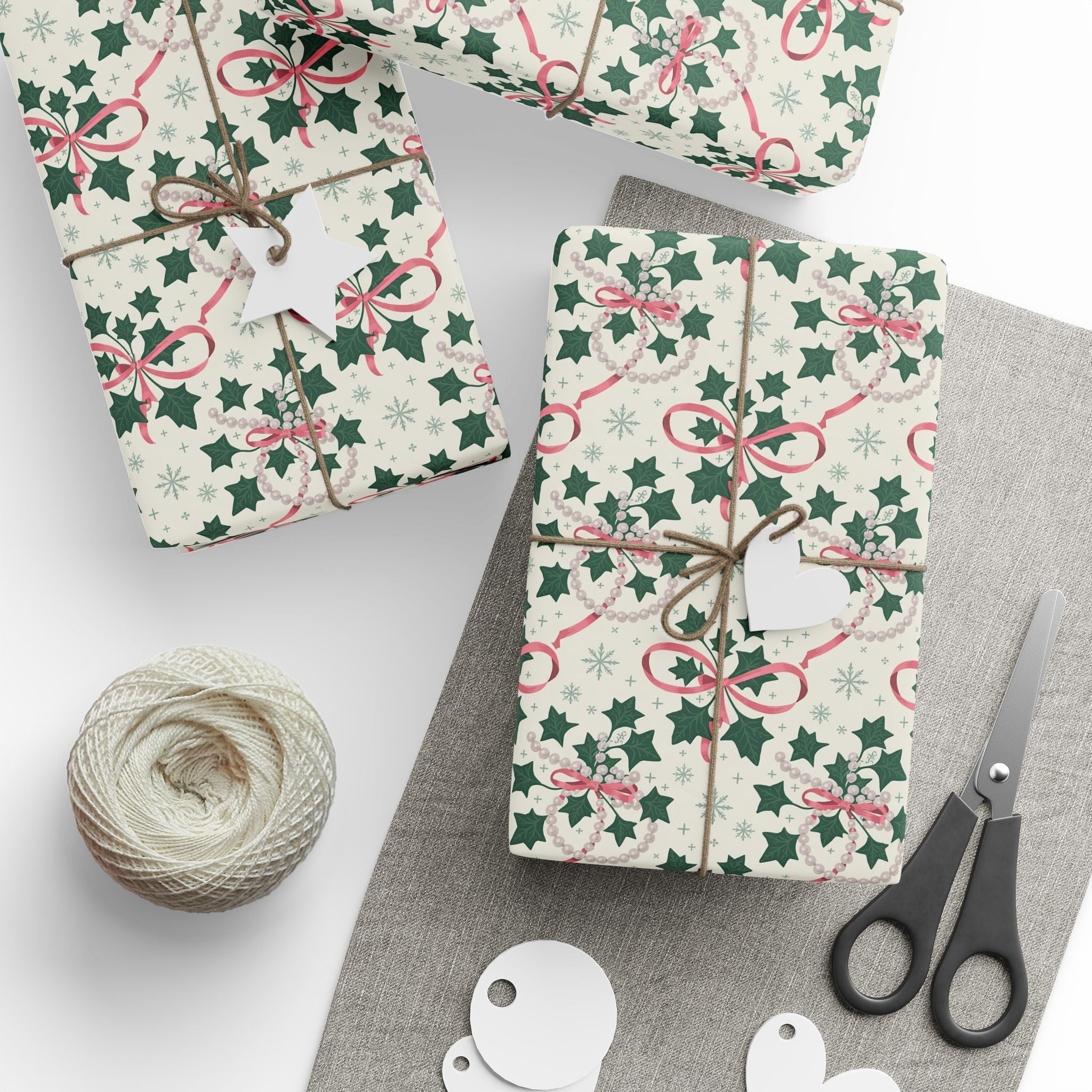 Mr. & Mrs. Claus Sweet Treats Pink & Green Holiday Wrapping Paper — Family Wrap Co.