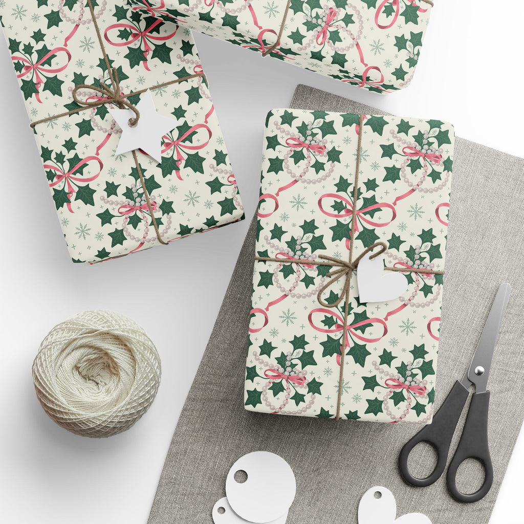 Mr. & Mrs. Claus Sweet Treats Pink & Green Holiday Wrapping Paper — Family Wrap Co.