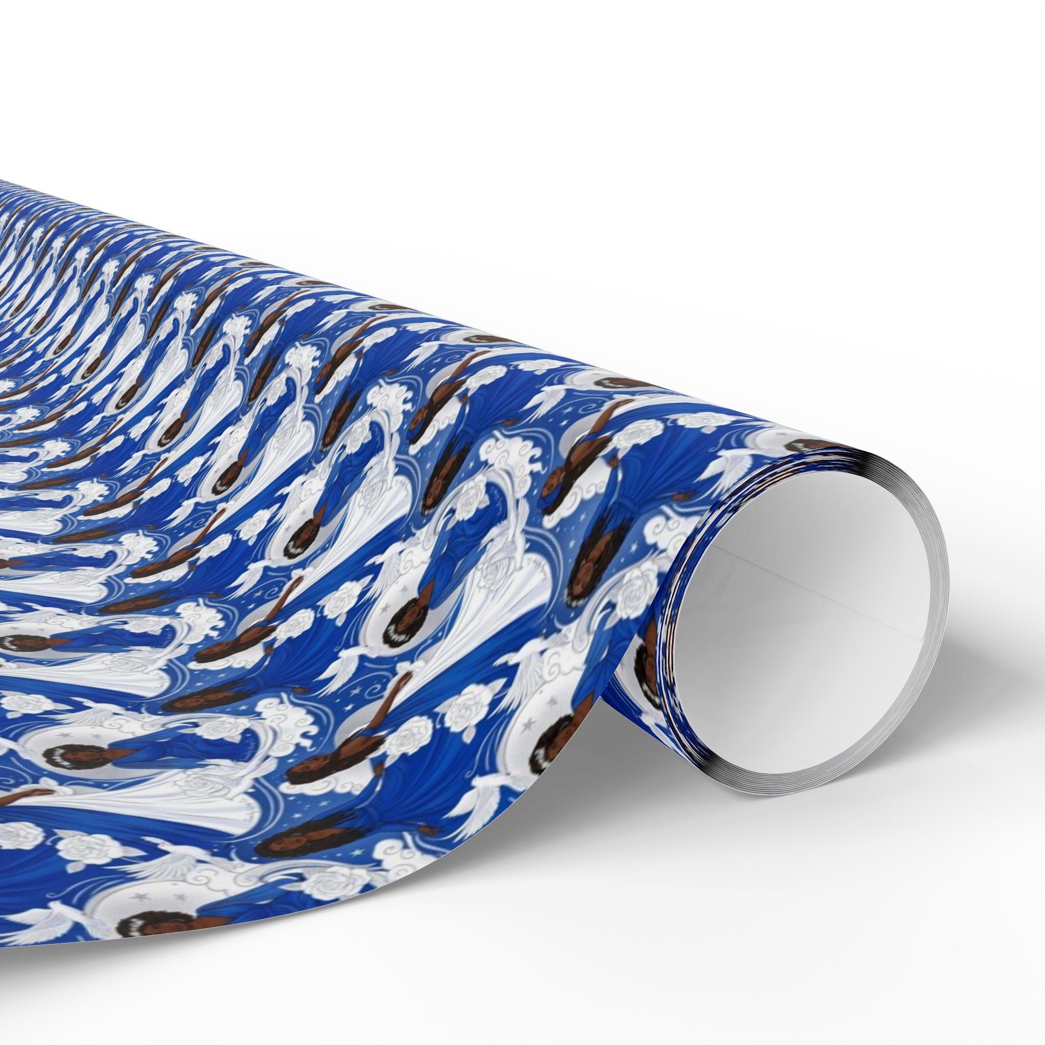 Royal Blue & White Dove Sky -- Women of Grace — African American Gift Wrap by Family Wrap Co.