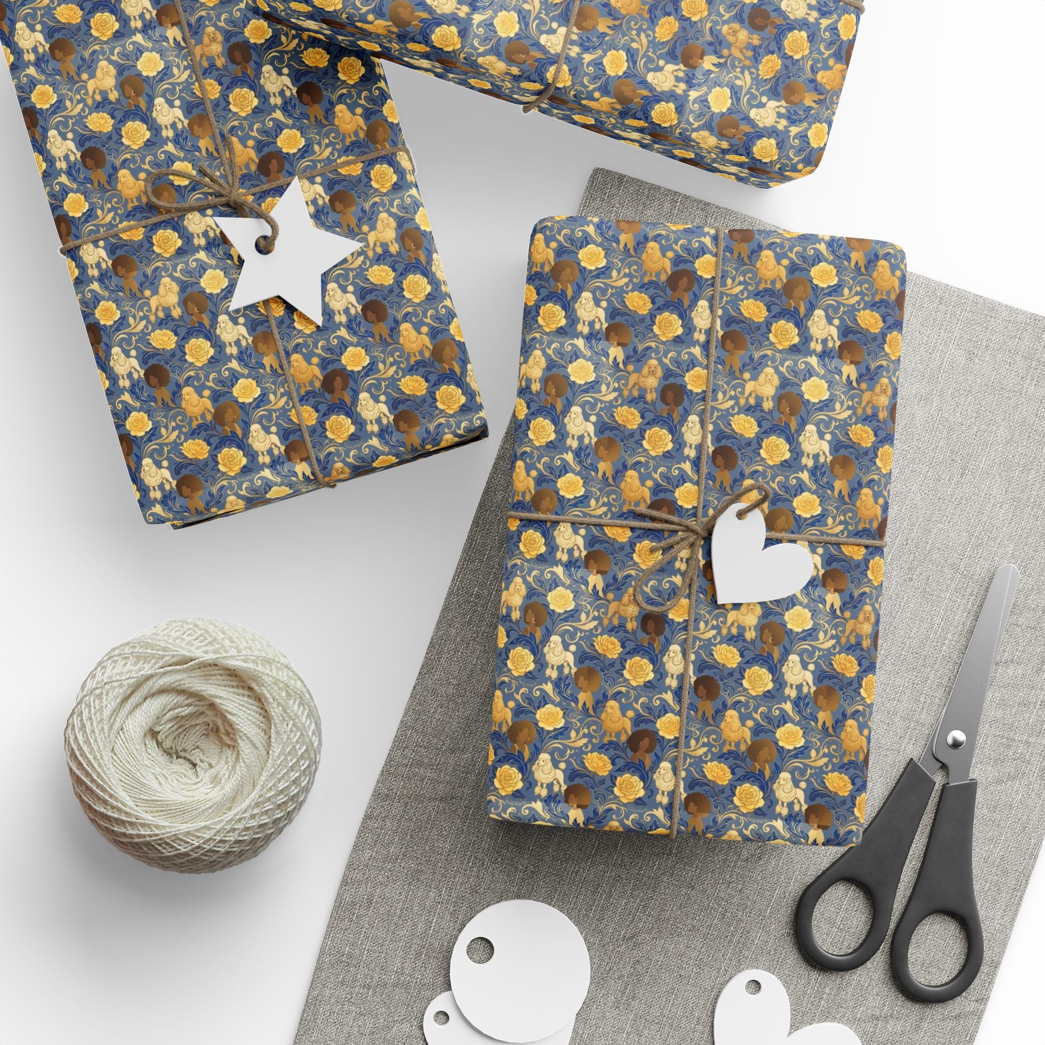 Sapphire Crown & Golden Bloom — African American Gift Wrap by Family Wrap Co.