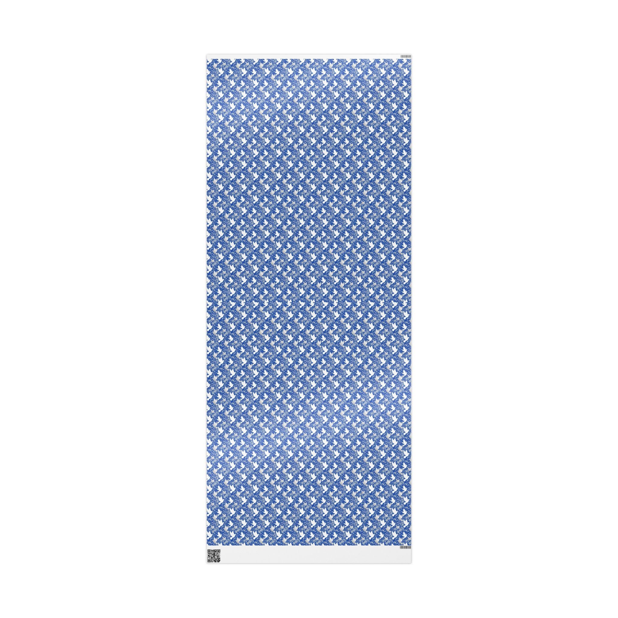 Royal Blue & White Dove Pattern — African American Gift Wrap by Family Wrap Co.