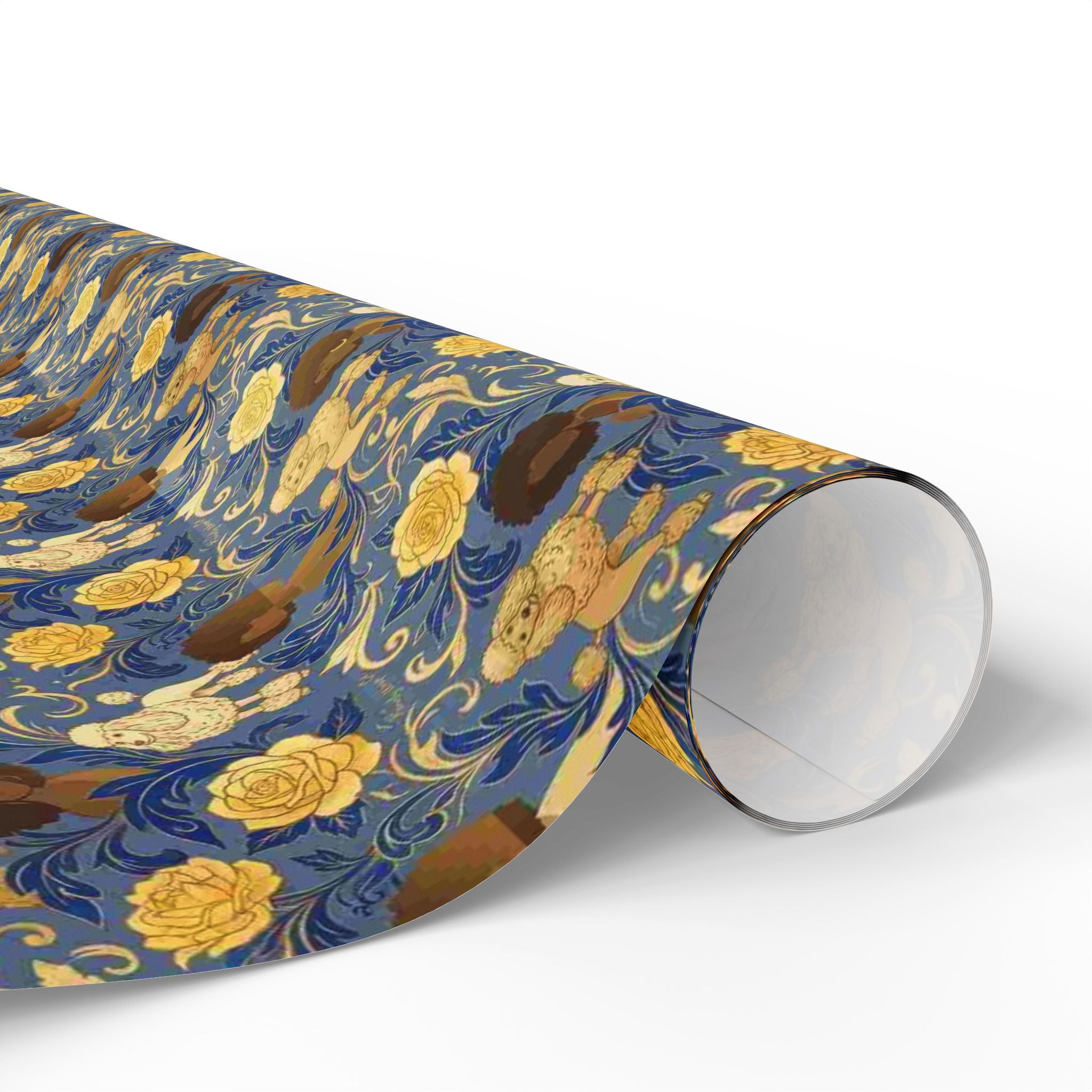 Sapphire Crown & Golden Bloom Wrapping Paper — Family Wrap Co.