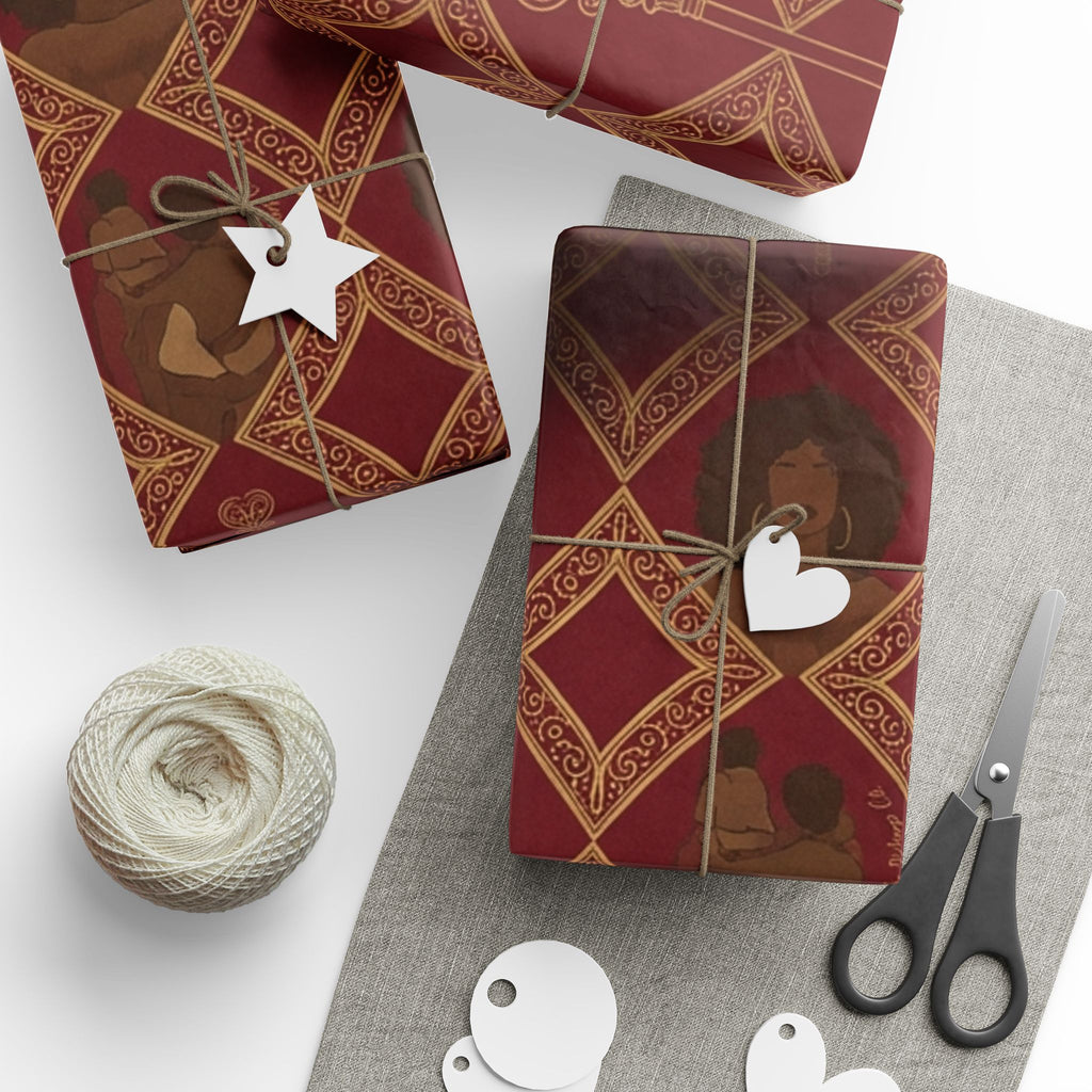 Crimson Diamond & Golden Staff — African American Gift Wrap by Family Wrap Co.