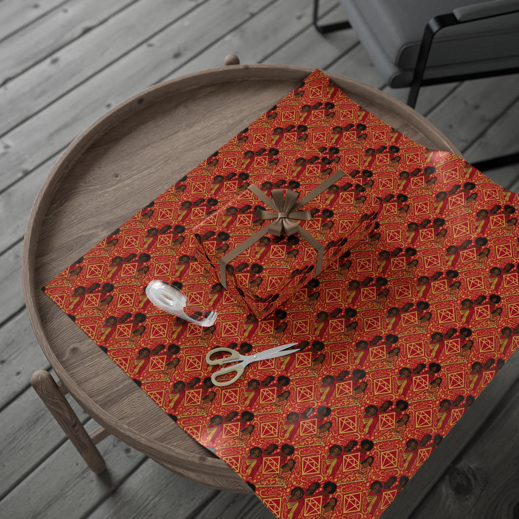 Crimson & Gold Diamond Cane Collection — African American Gift Wrap by Family Wrap Co.