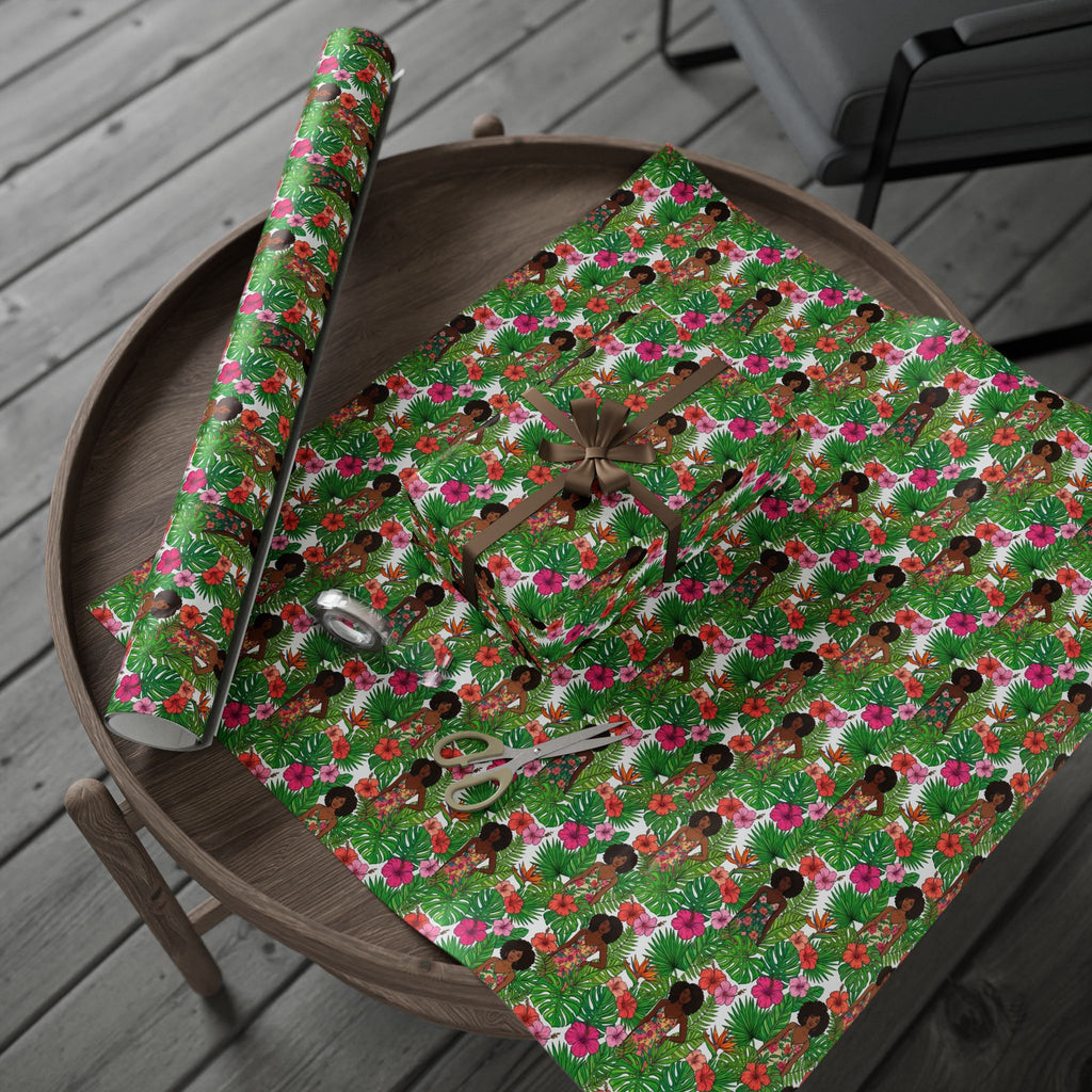 Pink & Green Botanical Garden Wrapping Paper — Family Wrap Co.