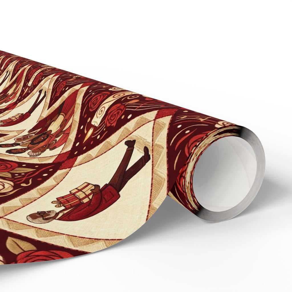 Crimson & Cream Celebration Quilt Wrapping Paper — Family Wrap Co.