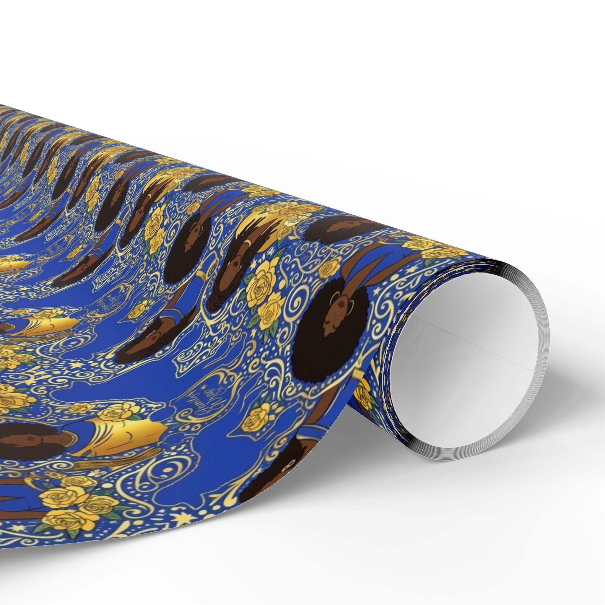 Blue & Gold Glamour Women's Collection — African American Gift Wrap by Family Wrap Co.