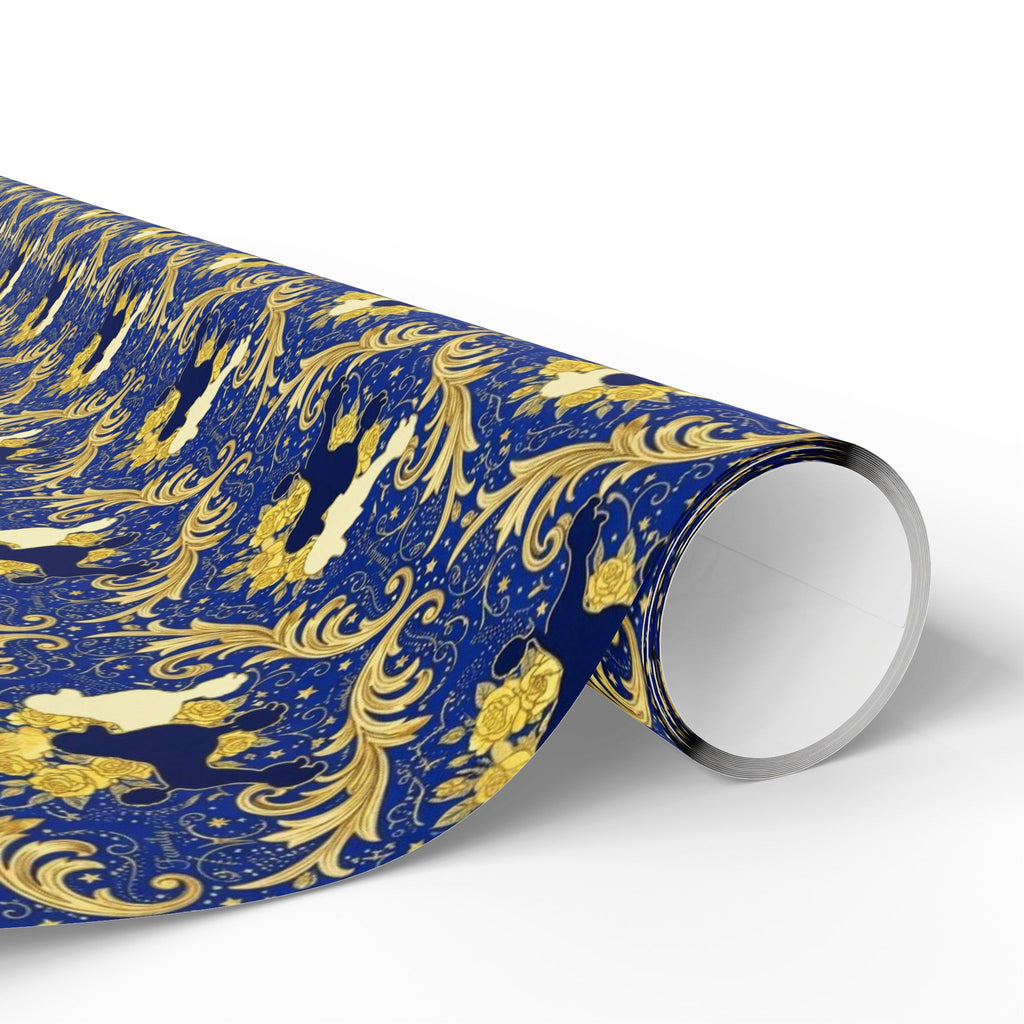 Blue & Gold Filigree Pattern — African American Gift Wrap by Family Wrap Co.