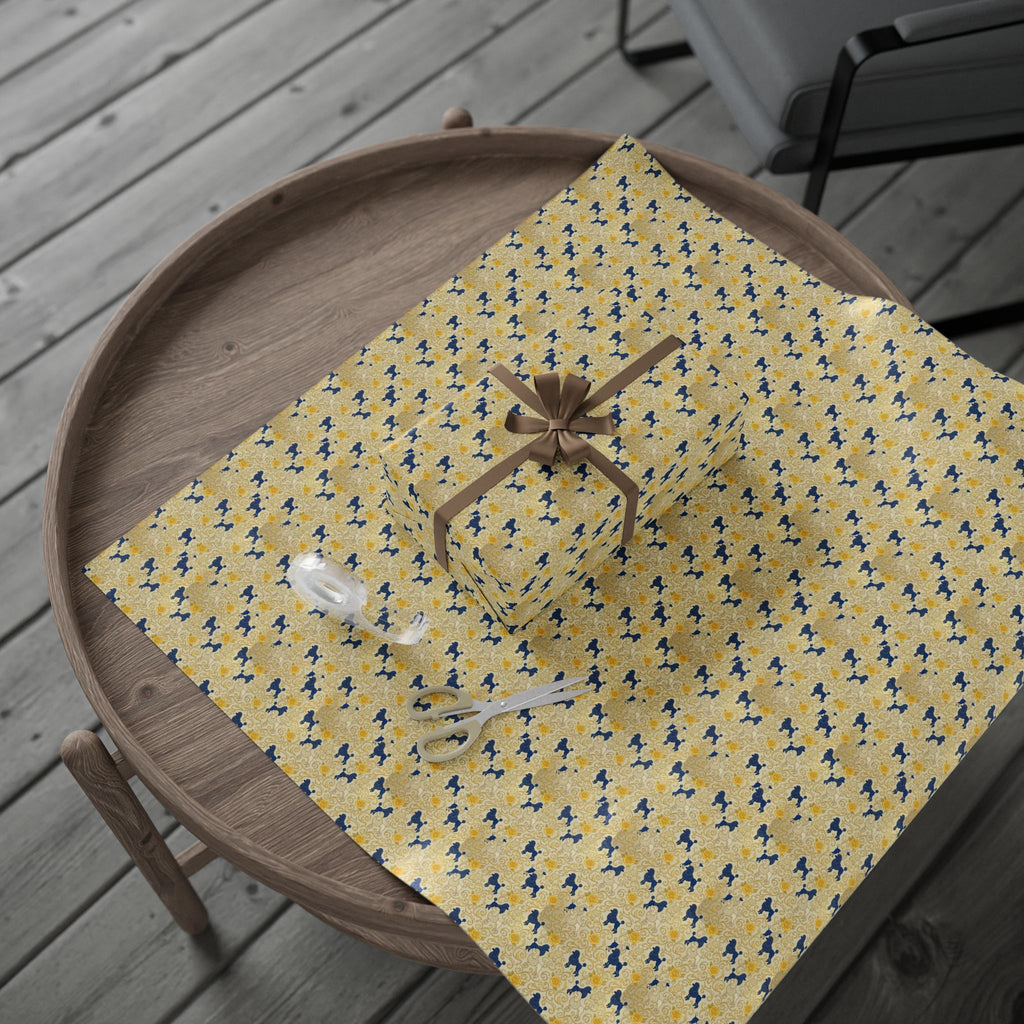 Cobalt Filigree & Poodle Garden — African American Gift Wrap by Family Wrap Co.