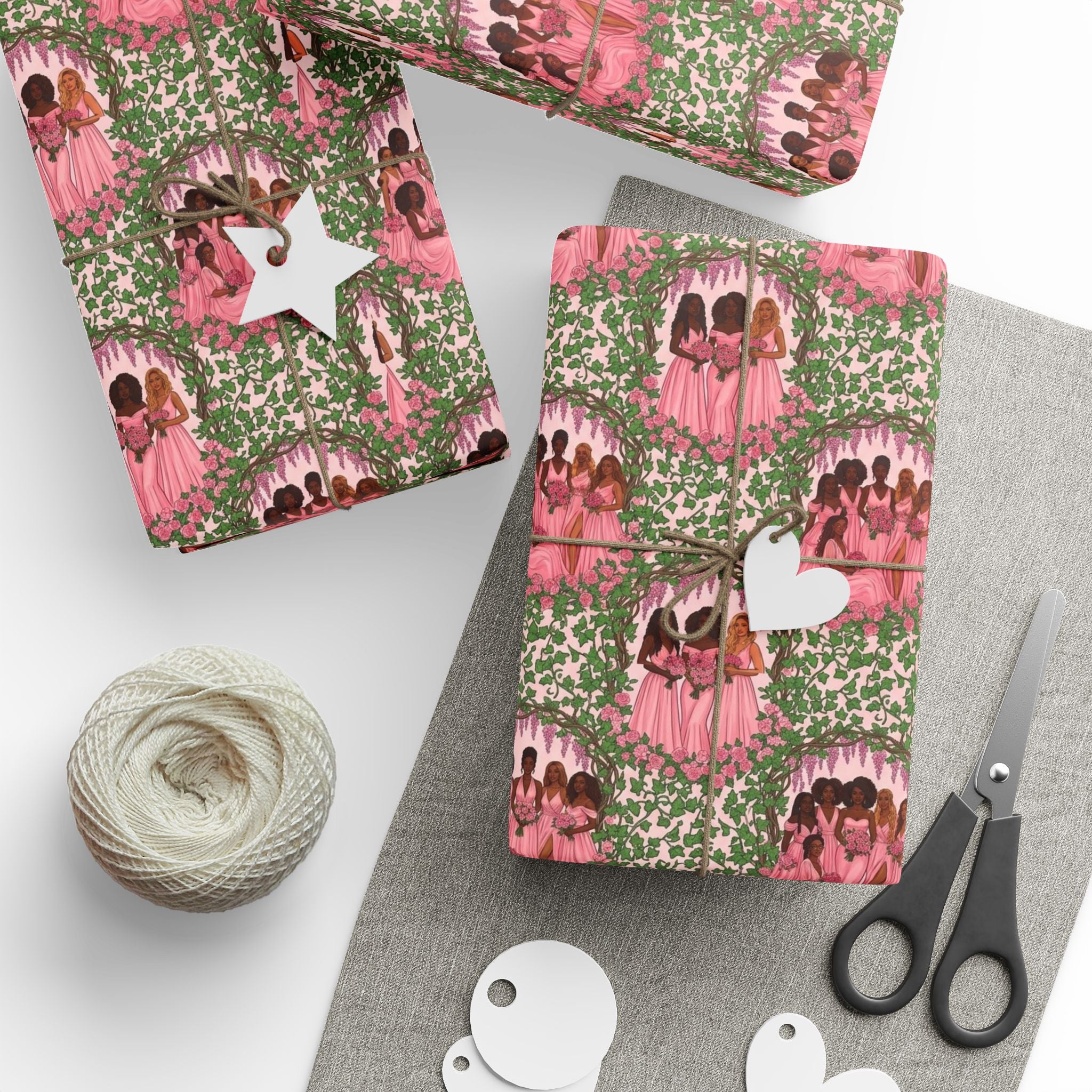 Pink & Green Garden Party Wrapping Paper — Family Wrap Co.