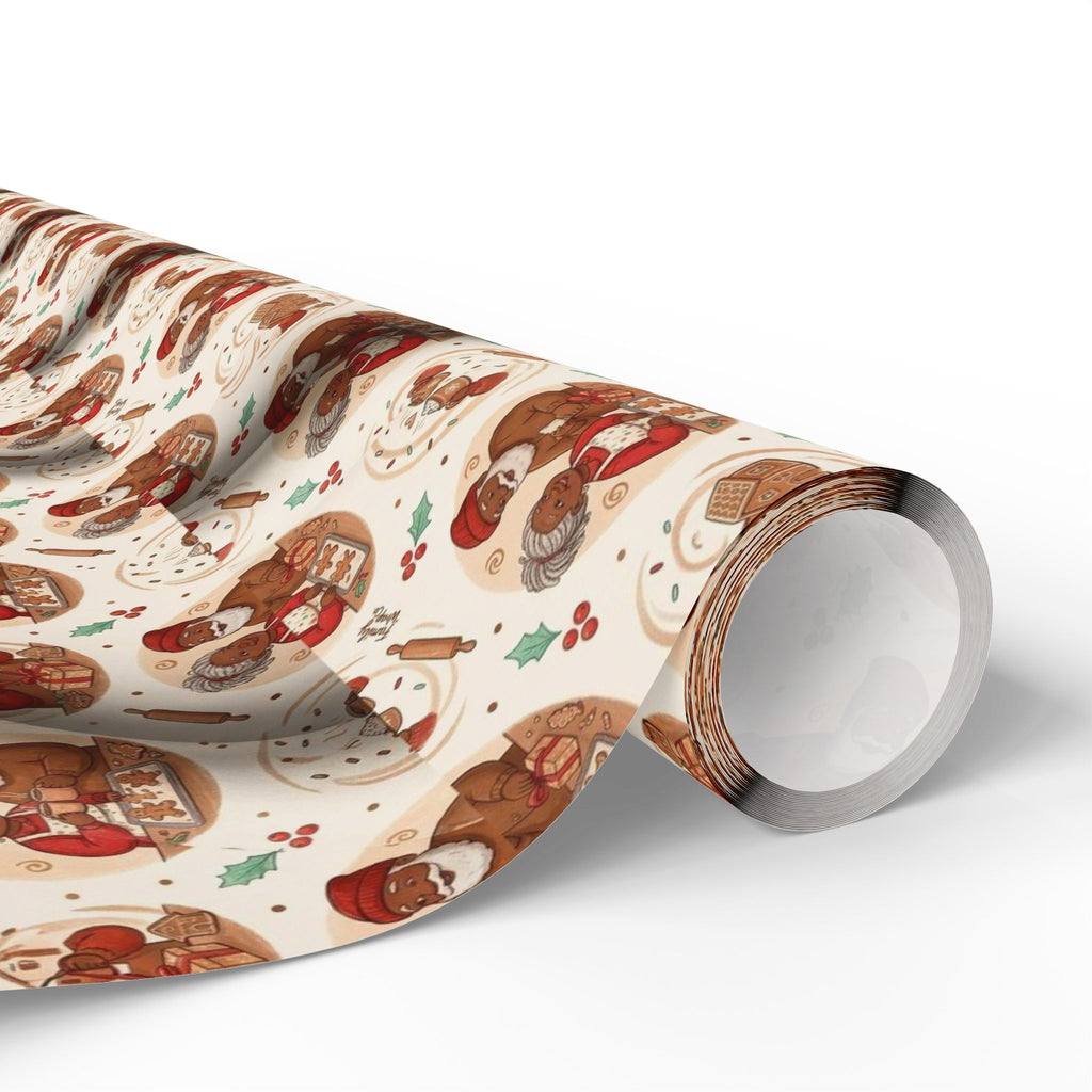 Mr. and Mrs. Claus Sweet Treats Pattern — African American Gift Wrap by Family Wrap Co.