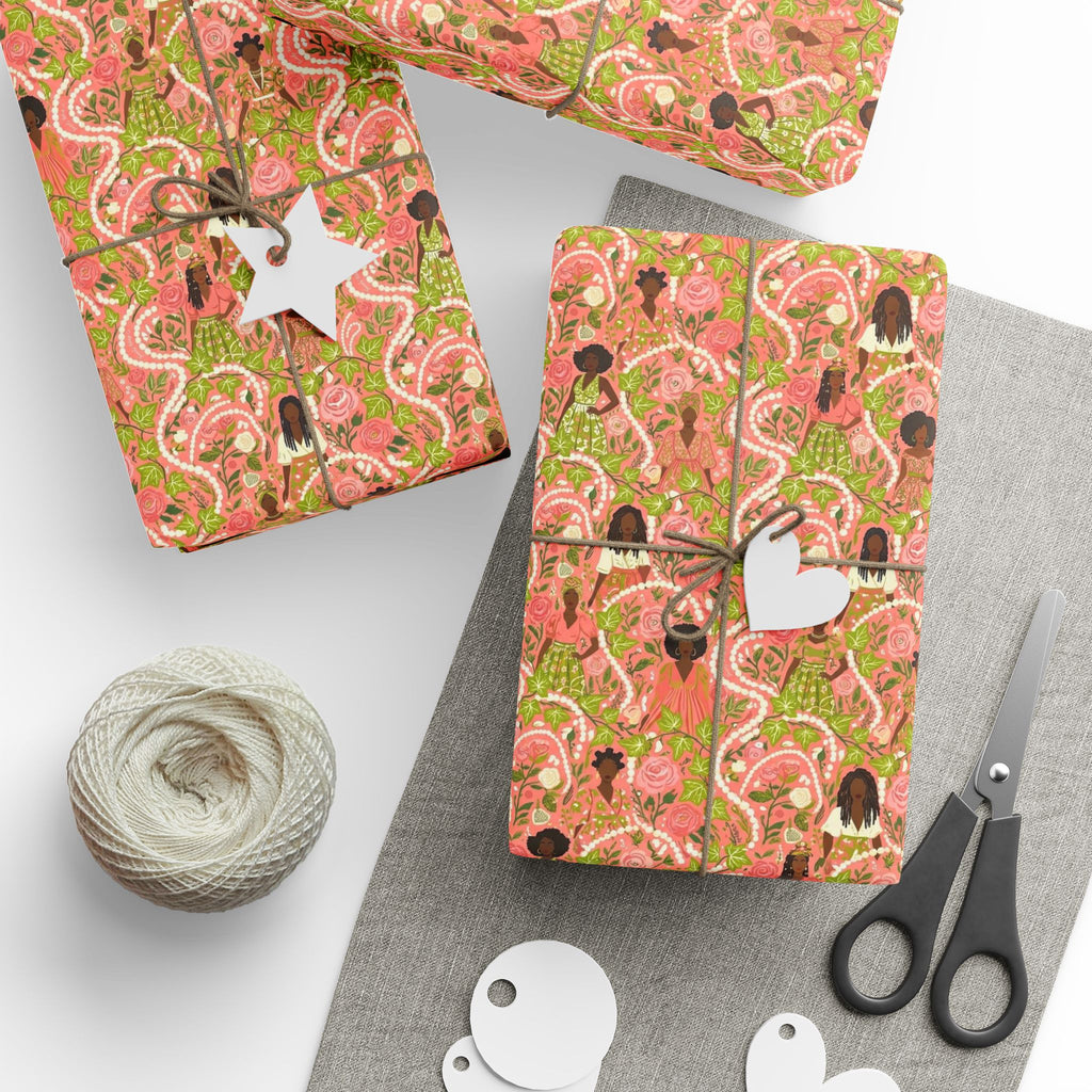 Pink & Green Elegance Women's Collection — African American Gift Wrap by Family Wrap Co.