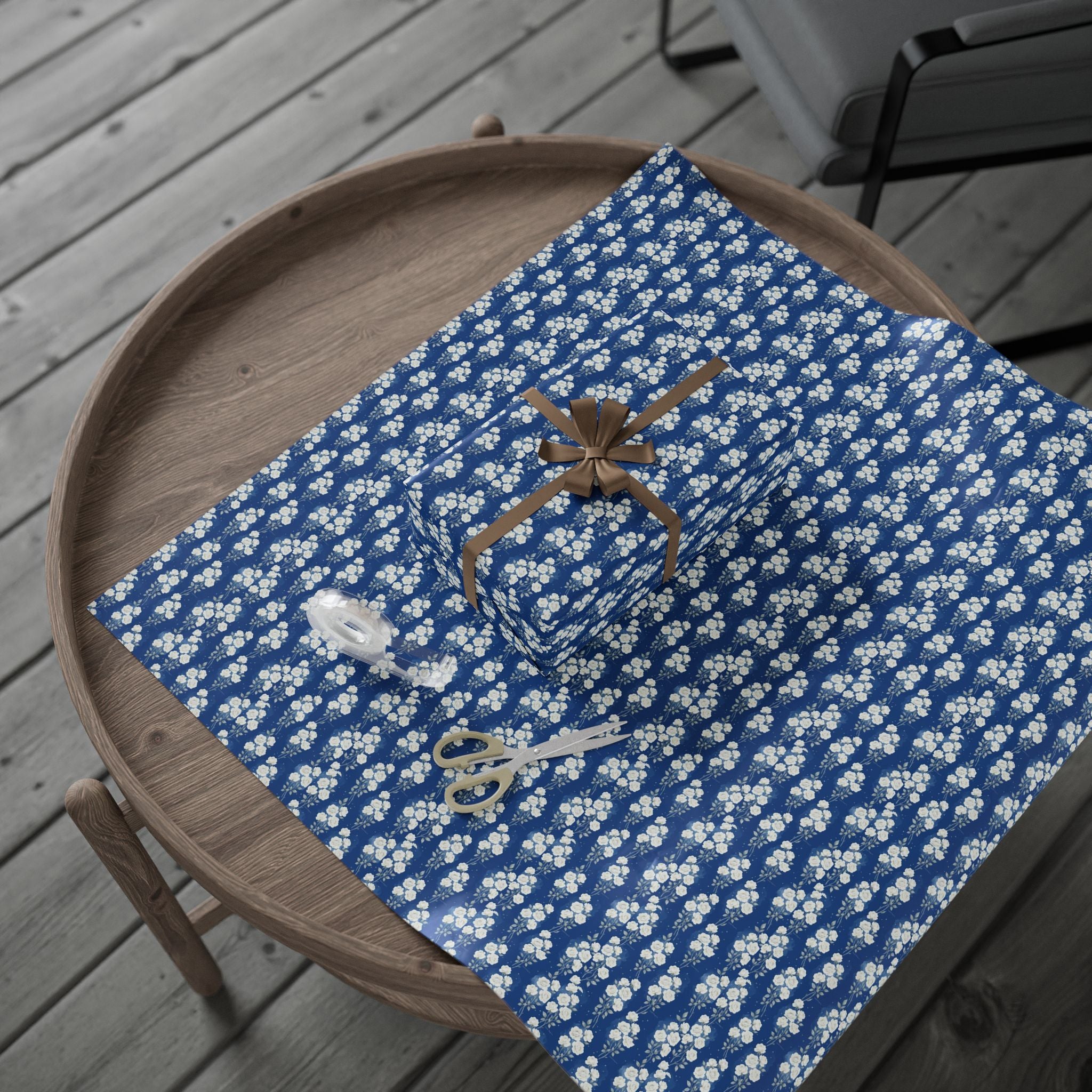 White Rose Cascade Pattern — African American Gift Wrap by Family Wrap Co.