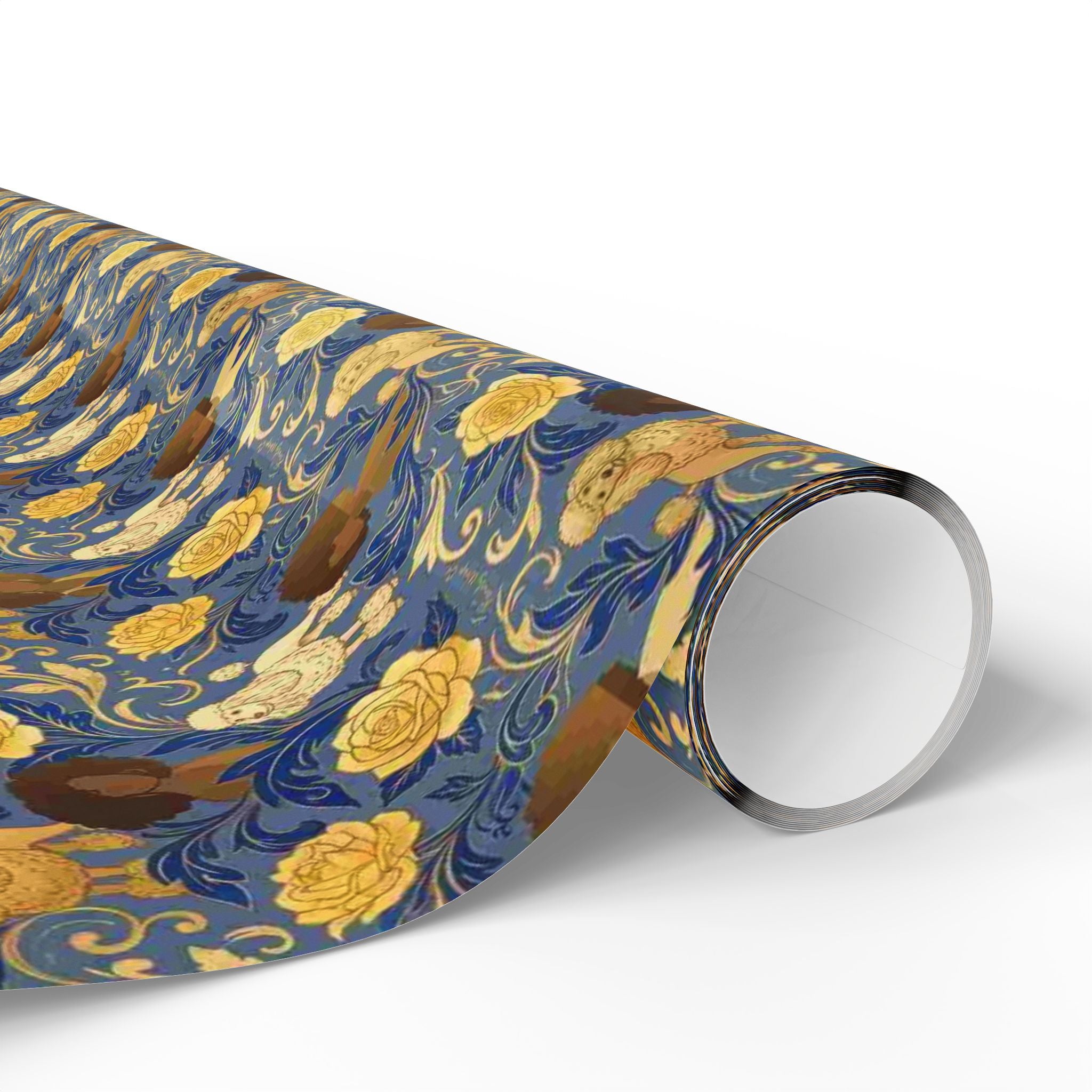 Sapphire Crown & Golden Bloom Wrapping Paper — Family Wrap Co.