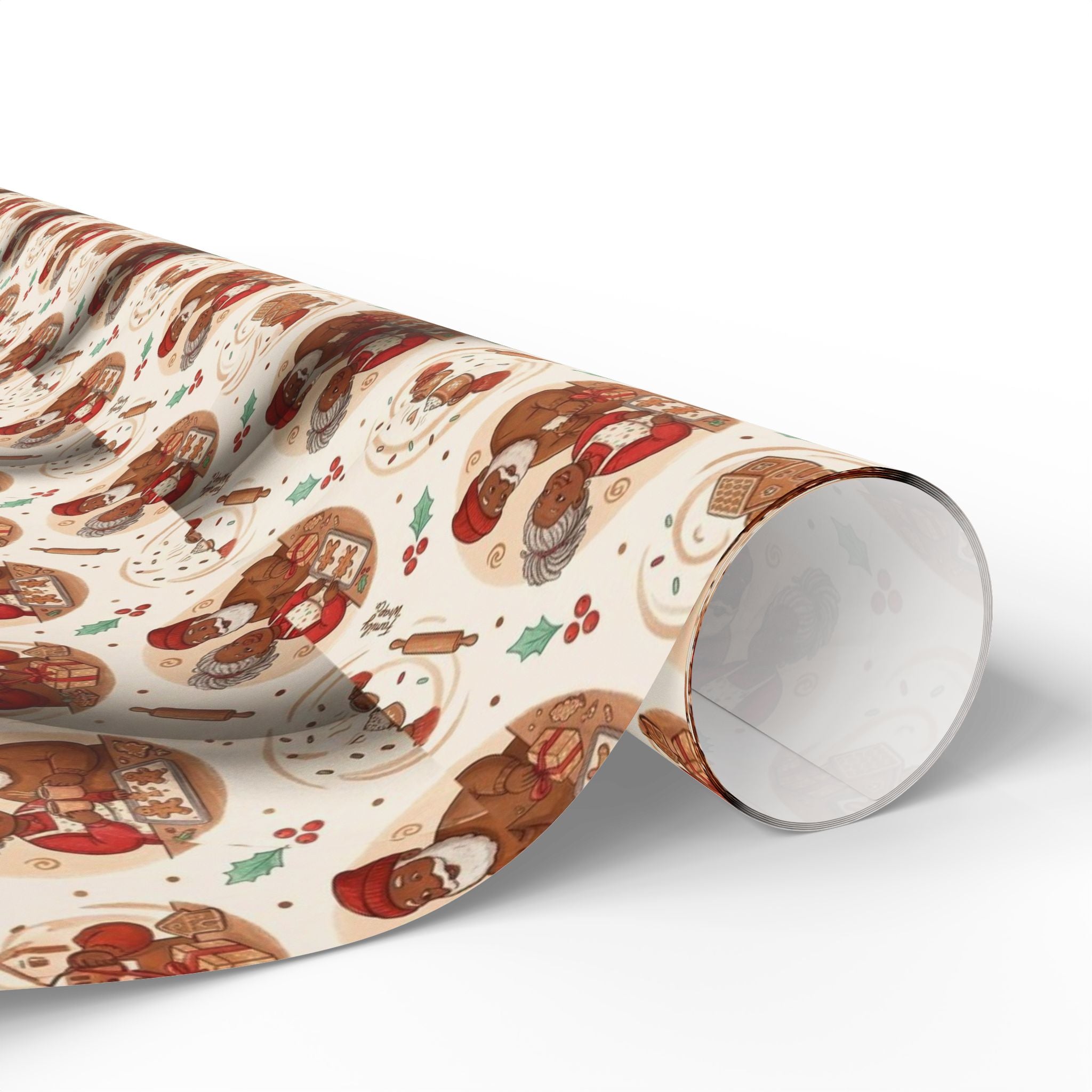 Mr. and Mrs. Claus Sweet Treats Pattern — African American Gift Wrap by Family Wrap Co.