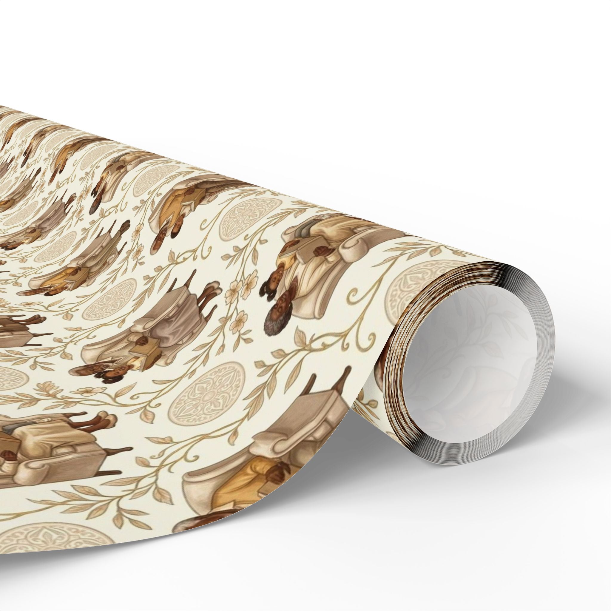 Reading Together — Champagne Warmth Wrapping Paper — Family Wrap Co.
